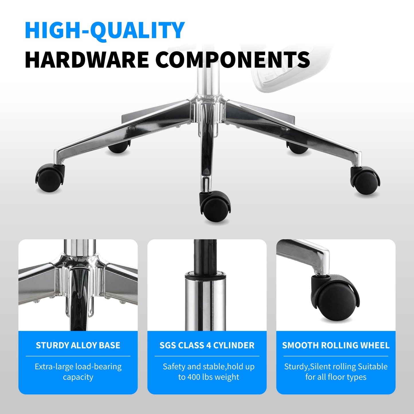 hujusko Mesh Ergonomic Office Chair with Footrest,High Back Mesh Gaming Chair with Lumbar Support,Adjustable Headrest and Armrests for Home Office Desk Chair (Modern, Black)