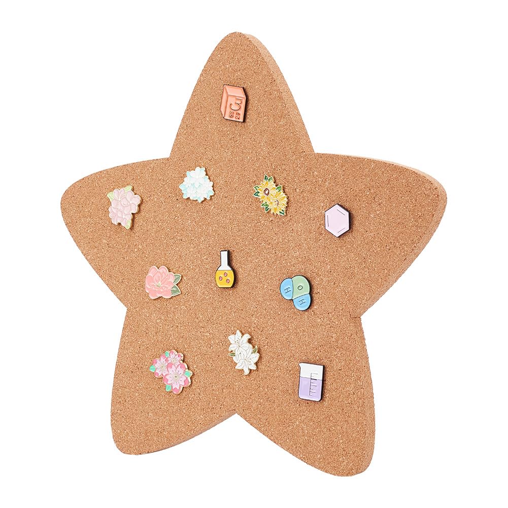 NBEADS Pin Display Cork Board, Star Cork Brooch Board 0.5inch Thick Pin Board Wall Mounted Cork Board Wooden Bulletin Display Board for Brooch Pin Storage Office Home Decor, 12x11Inch