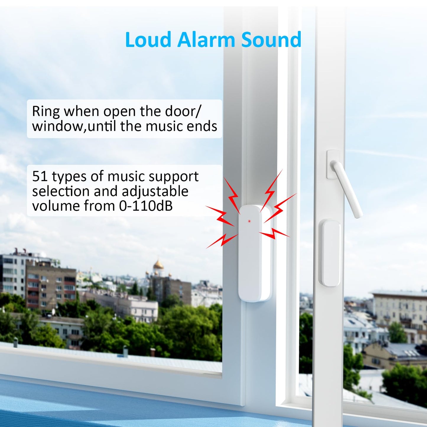 Wireless Door Chime, Door Open Sensor Alarm When Entry Business/Office/Store (500ft Range 51 Ringer Adjustable Volume) Home Alert Bell for Kid/Toddler Safety,1 Receiver +4 Sensors