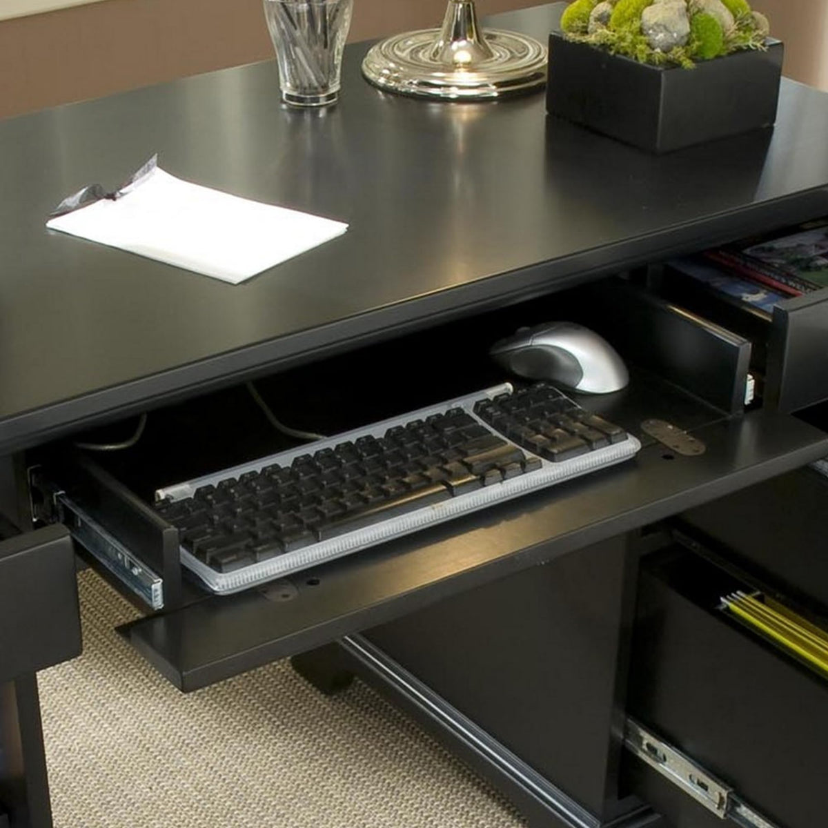 Homestyles Bedford Black Pedestal Desk