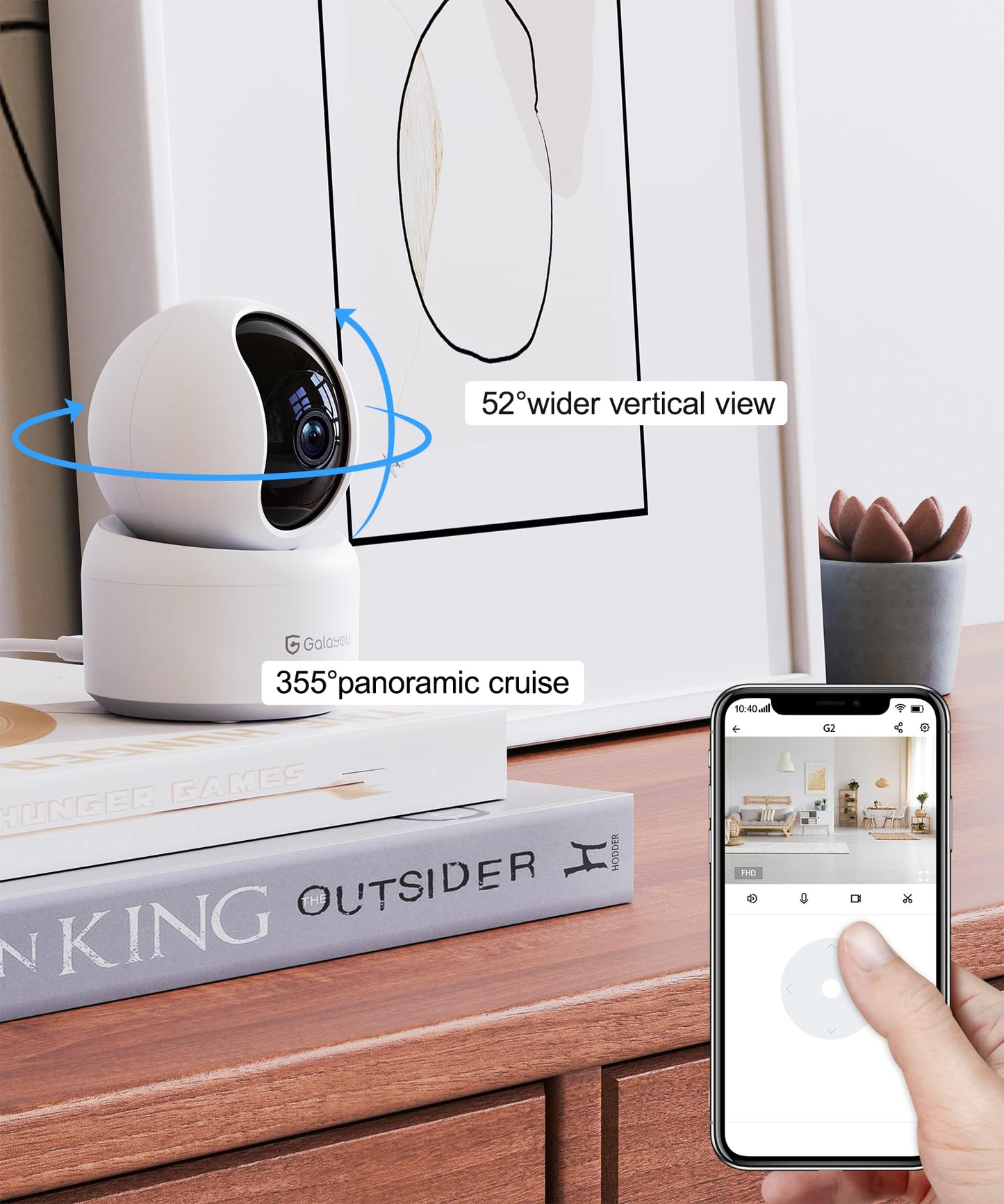 GALAYOU Indoor Security Camera 2K, Pet Camera, 360 Degree 2.4G WiFi Home Security Camera for Baby/Elder/Nanny with Night Vision, 24/7 SD Card Storage, Works with Alexa and Google Assistant G2-2Pack