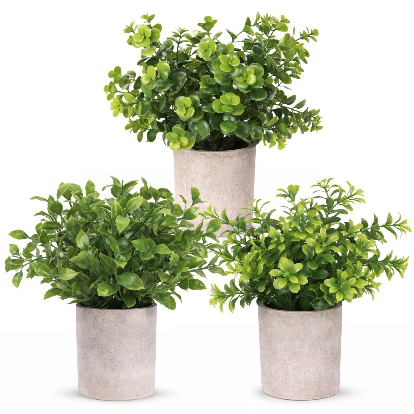 NyxGarden Small Plants Decor-Set of 3 Mini Artificial Plants, Lifelike Potted Greenery for Bathroom, Desk & Shelf Decor, No Maintenance Fake Plants for Home & Office Styling