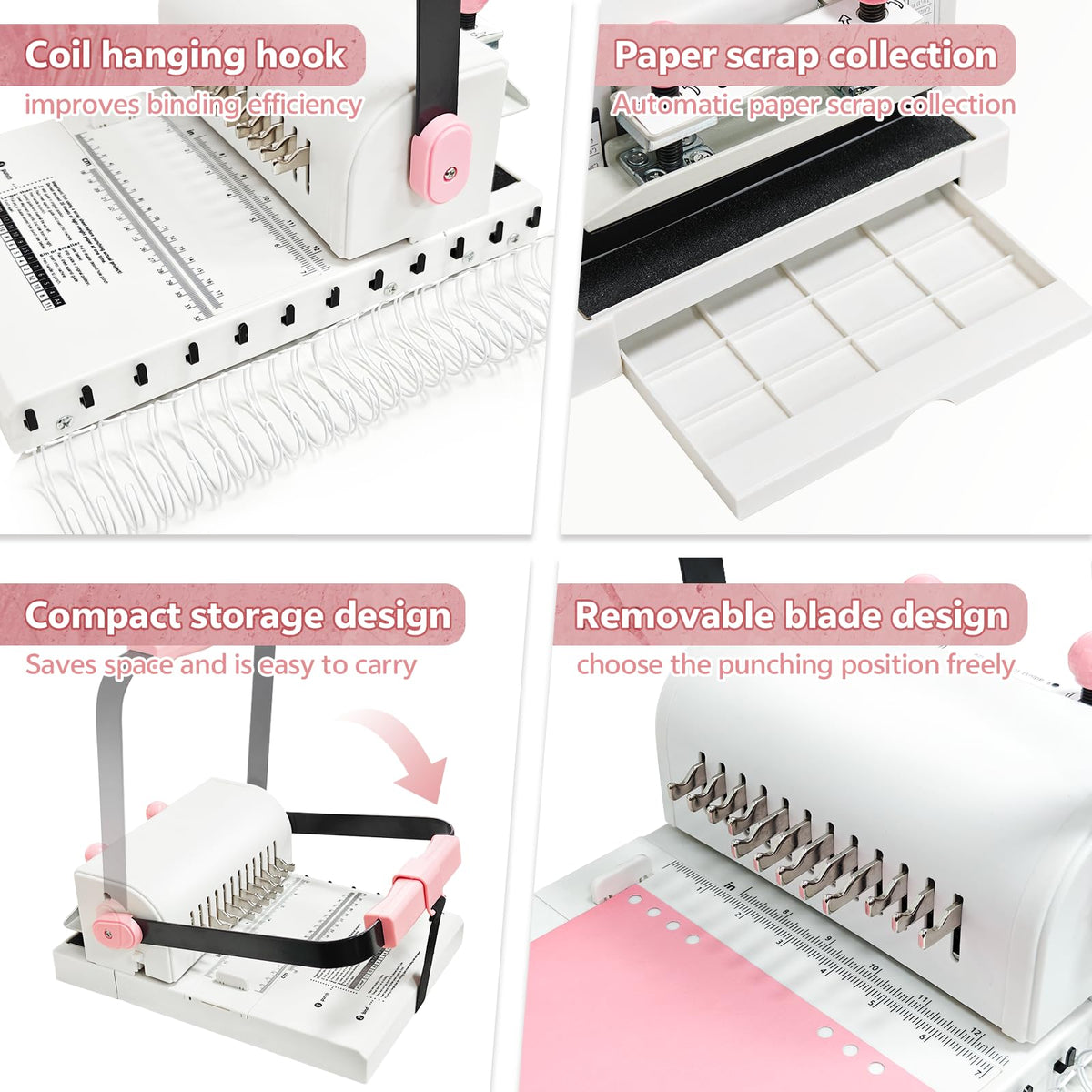 Spiral Binding Machine Wire Book Binder Tool Hole Pitch 2:1 Compatible with Wire，Spiral Coils, Make Professional Books, Notebooks, Calendars and More