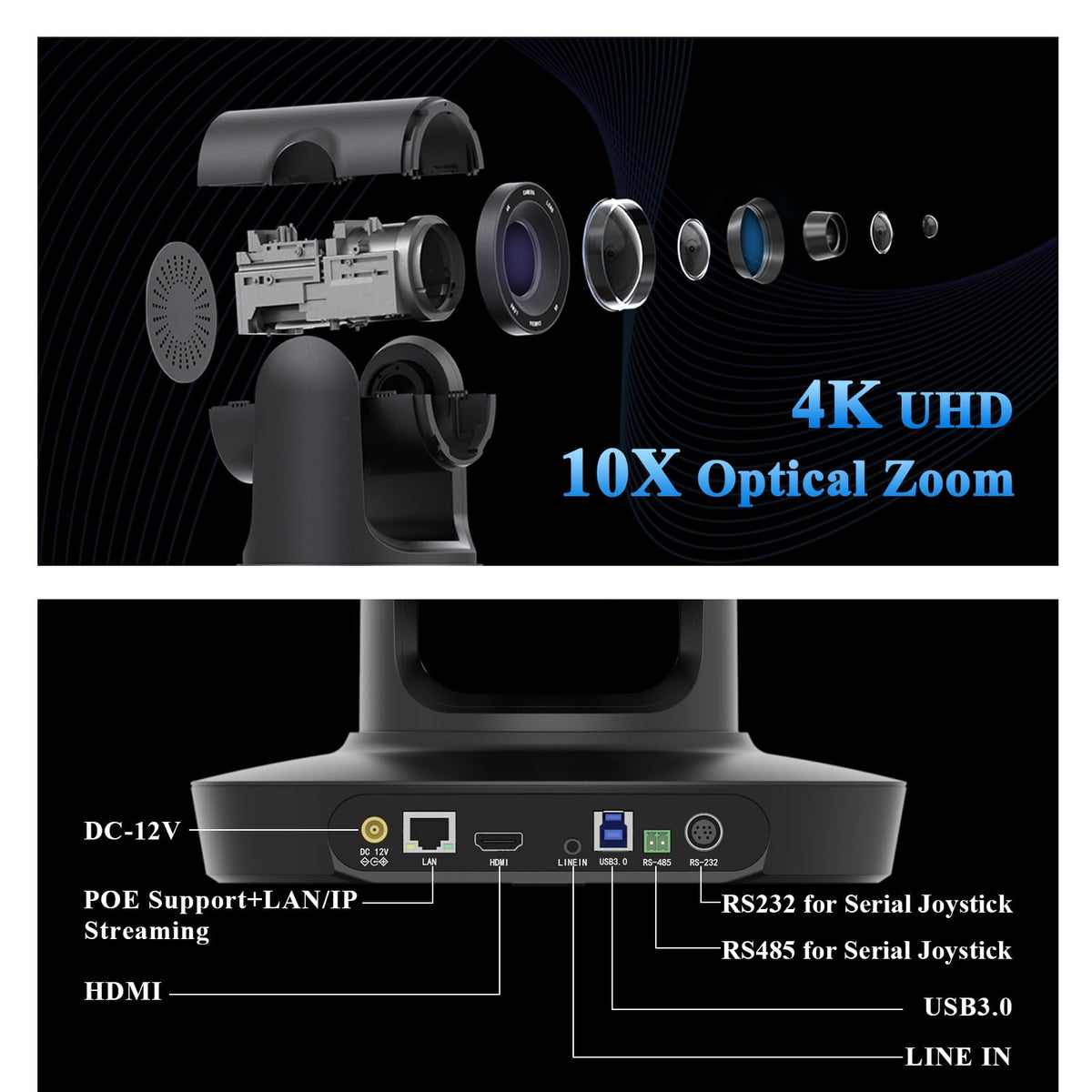 KATOVJJTS All-in-One Conference Room PTZ Camera 4K UHD System, Video Conference Camera with 10X Optical Zoom and Bluetooth Speakerphone&Microphones, Easy Setup for Church and Meeting
