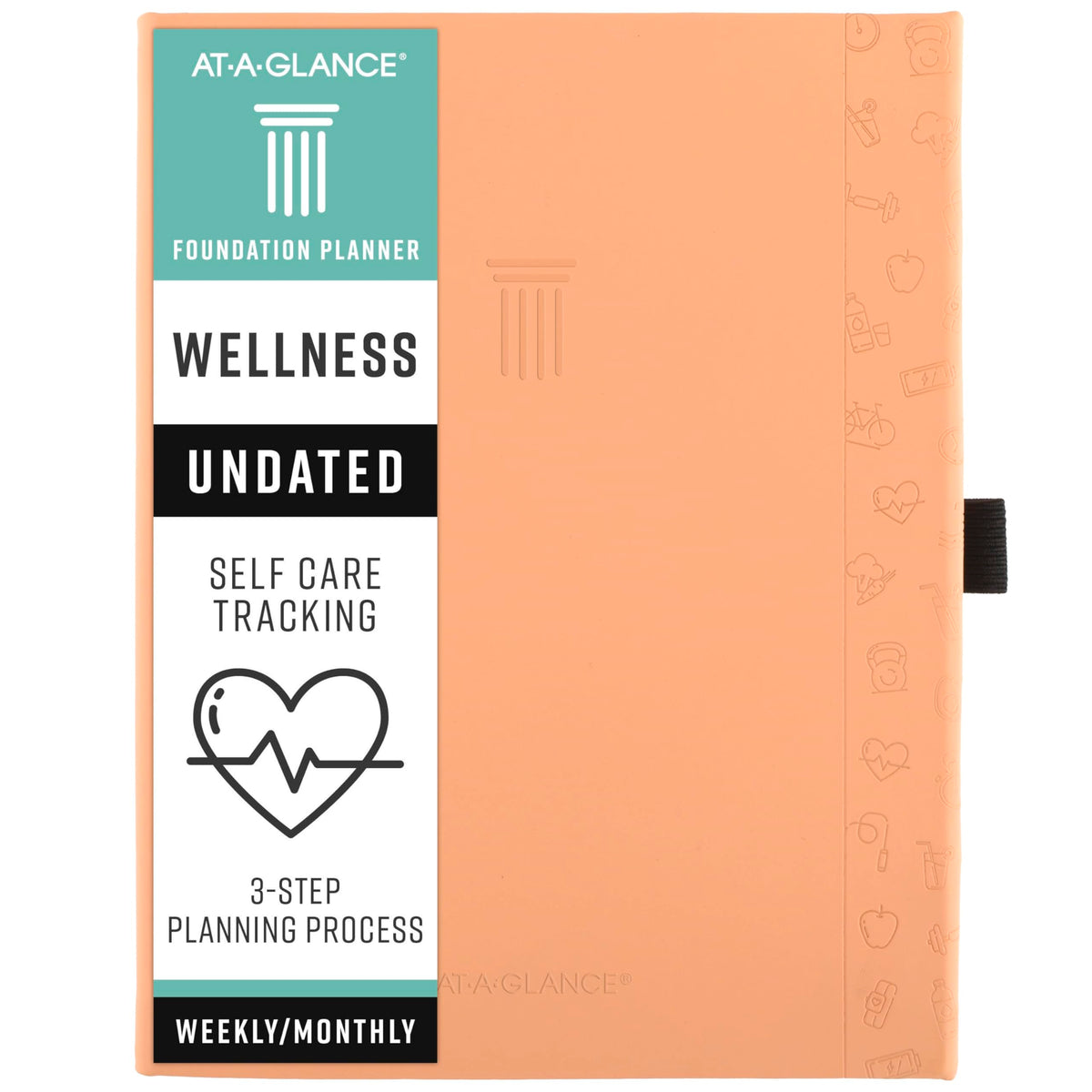 AT-A-GLANCE Wellness Journal, Undated Planner Weekly & Monthly, Self-Care Tracker for Mental & Physical Health, 5-3/4" x 8-1/4", Foundation, Peach (FDH-200)