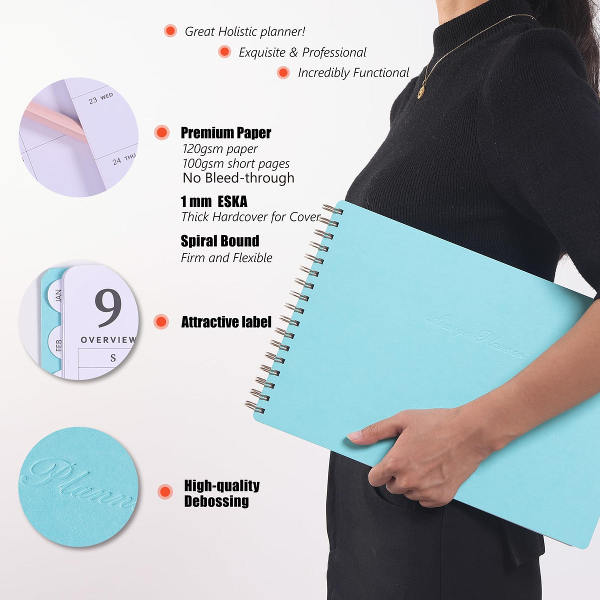 Leanga 2026 Planner, Dated Weekly & Monthly Planner with Goal Setting and Habit Tracker for Achieving Success, Academic Desk Calendar-13-1/2" x 9",Large Hardcover Dashboard Deskpad-Azure