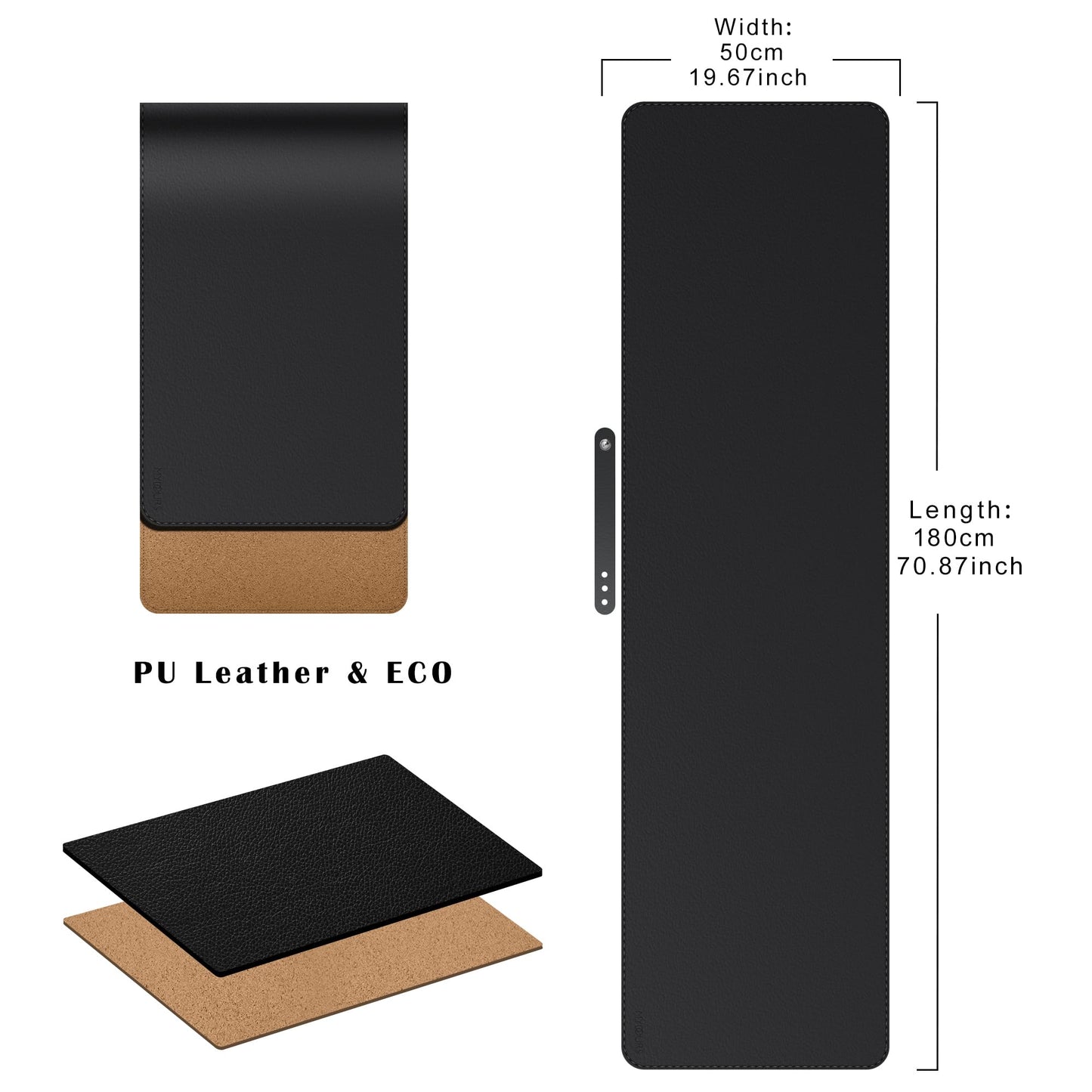 Mydours 70.9"x19.7" Black Desk Pad - Premium Dual-Sided PU Leather & Cork Design for Home and Office, Ultra-Wide Mouse Mat with Smooth Gaming Surface, Protects Desks from Heat, Ink & Liquid Spills