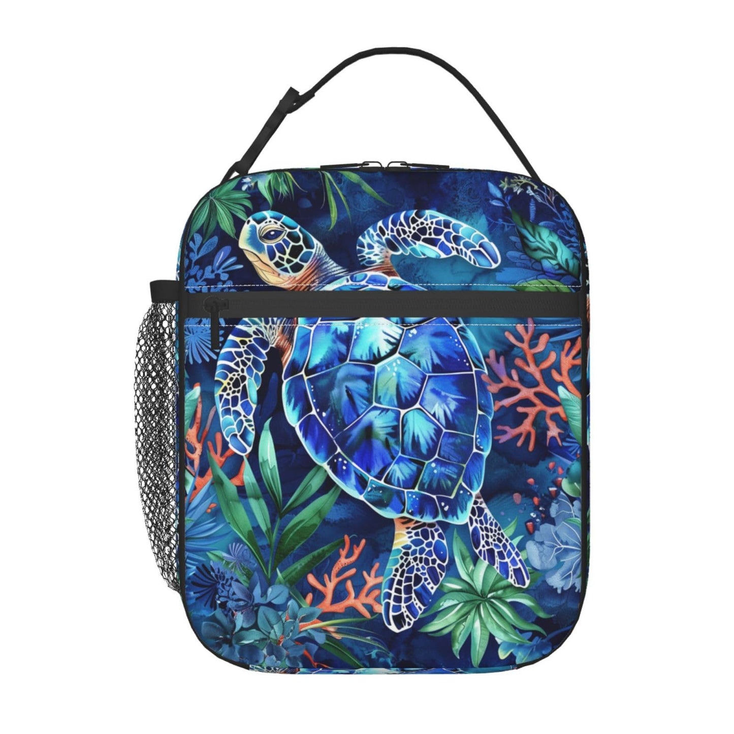 ainori Reusable Sea Turtle Lunch Box for Kids Girls Boys Women Adult, Insulated Tropical Coral and Foliage Lunch Bag,Polyester Cooler Handbags Case for School Picnic Work Travel Beach or Hiking