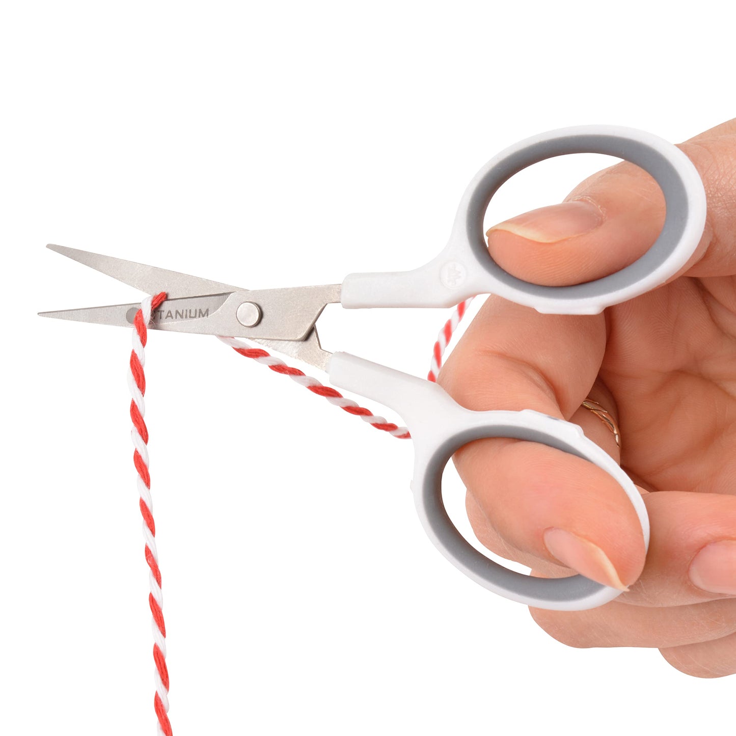Westcott 4" Embroidery Scissors with Curved Titanium-Bonded Blades for Flush Trimming, Crafting, Sewing & More (White/Gray)