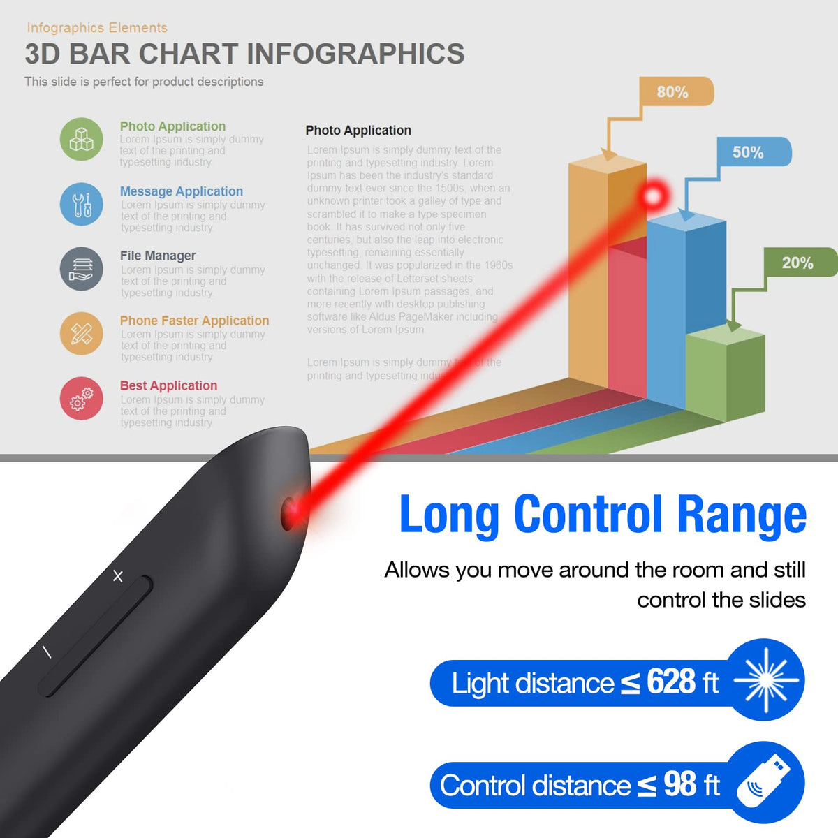 Presentation Clicker Rechargeable Compatible with Bluetooth and RF 2.4GHz Red Light, Wireless Presenter Remote Control for Powerpoint Presentations Pointer Slide Clicker for Mac Computer