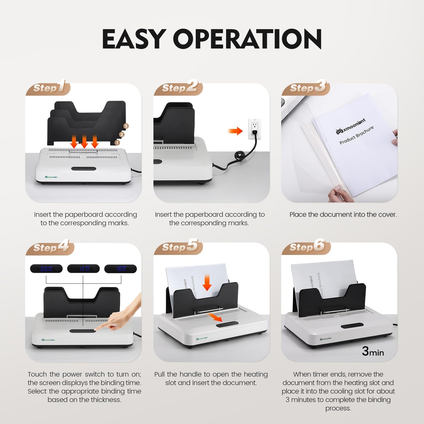 Mxmoonant Thermal Binding Machine PRO 500 Sheets, Instant Use|Digital Touch Panel|Air Cooling|Microwave Vibration, Electric Binder for A3(Short Edge)/A4/A5 Documents, Reports, Magazines, Scripts 110V