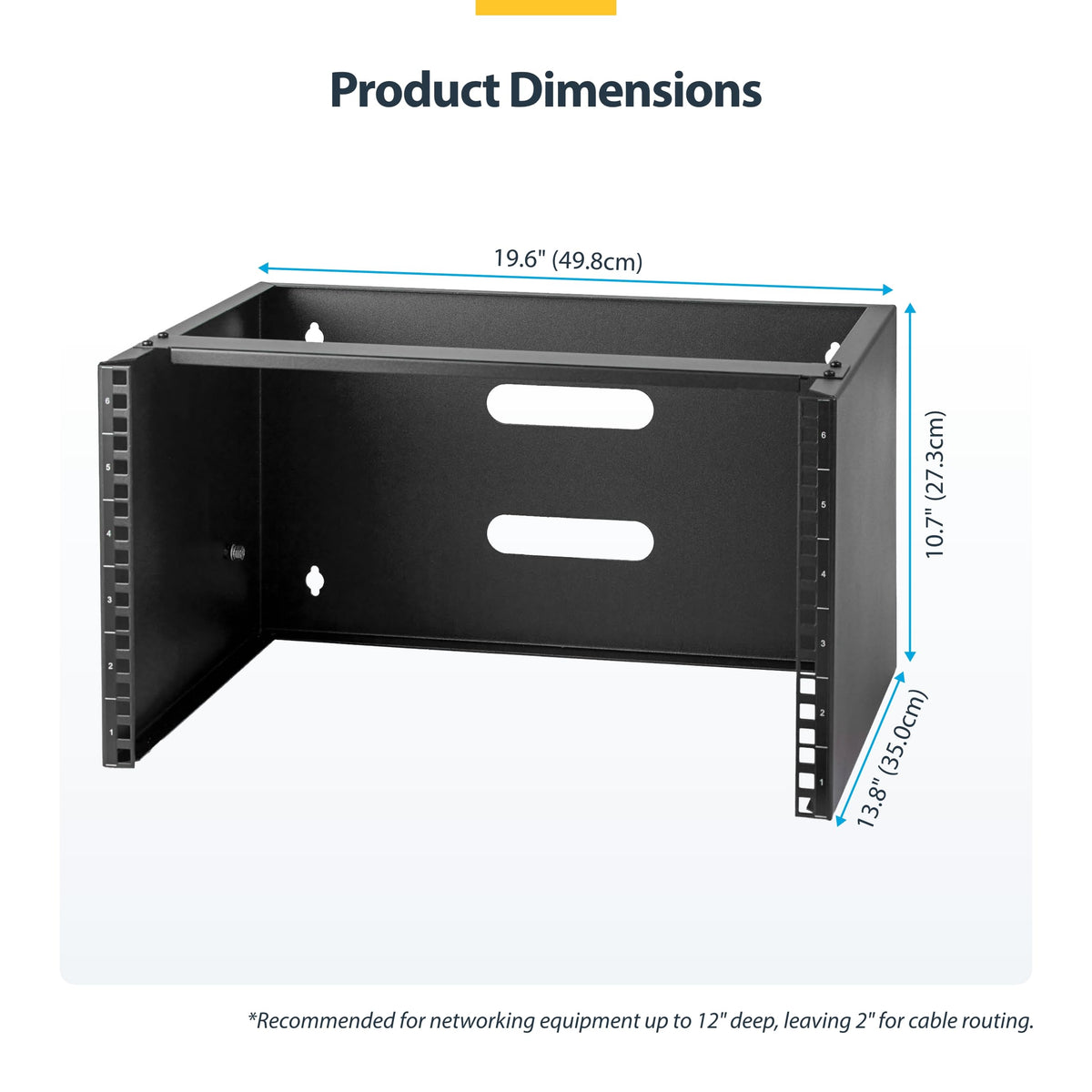 StarTech.com 6U Wall Mount Network Rack - 14 Inch Deep (Low Profile) - 19" Patch Panel Bracket for Shallow Server and IT Equipment, Network Switches - 44lbs/20kg Weight Capacity, Black (WALLMOUNT6)