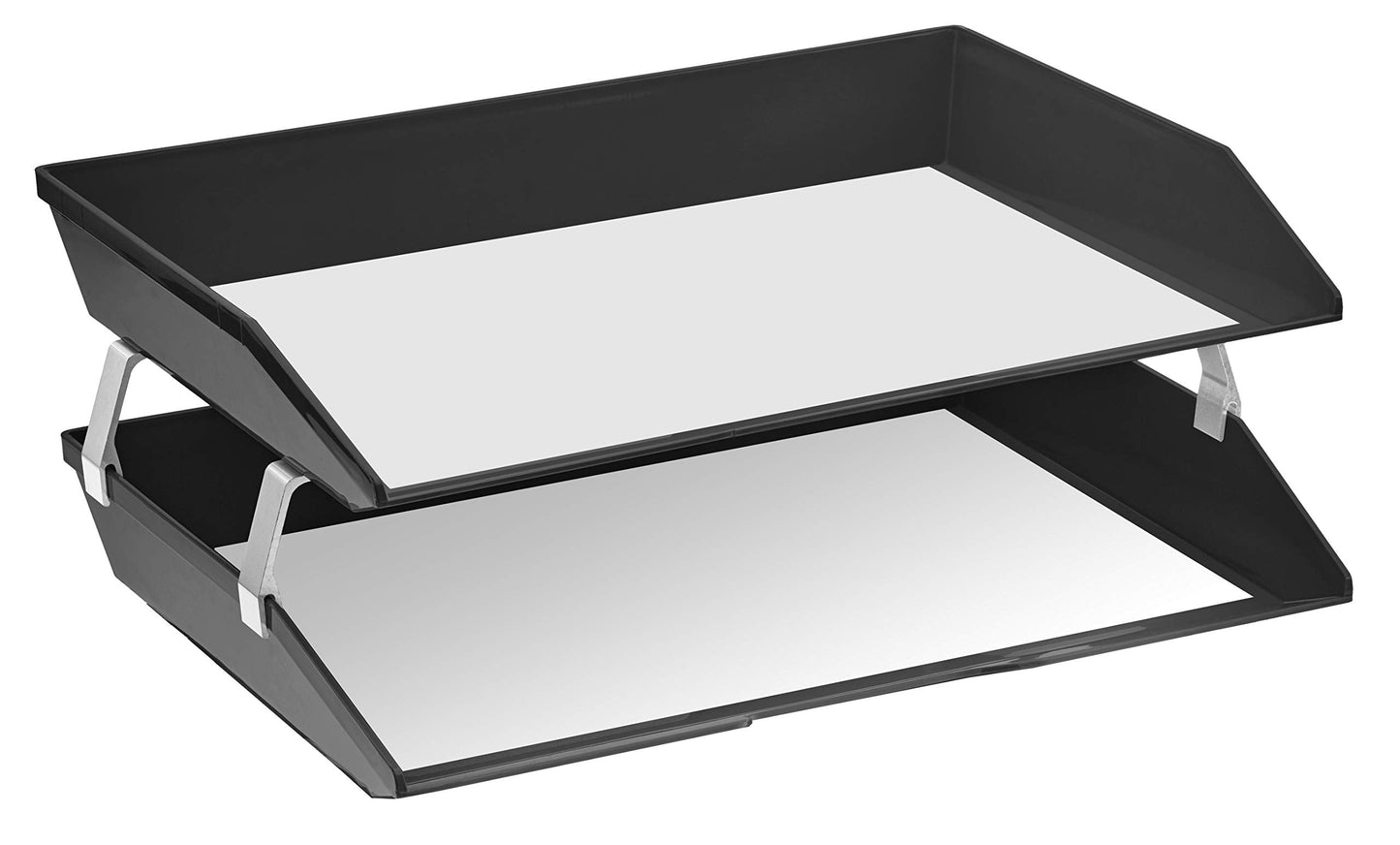 Acrimet Facility 2 Tier Letter Tray, Side Load, Letter Size/A4, Desktop File Organizer, Plastic (Black Color)