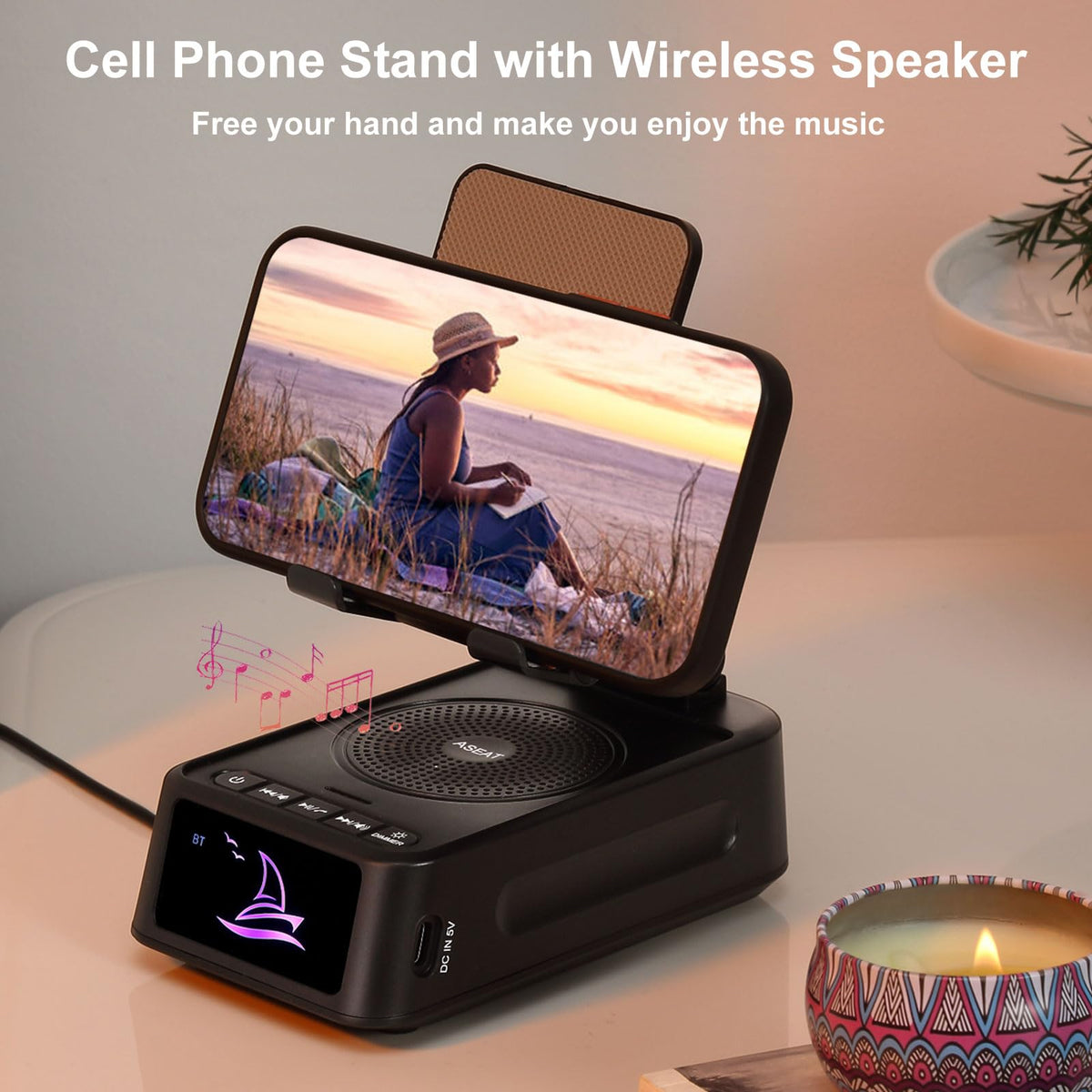 Cell Phone Stand Bluetooth Speaker for Christmas & Everyday Use - iPhone/Android Compatible, Unique Dad/Guy Gifts