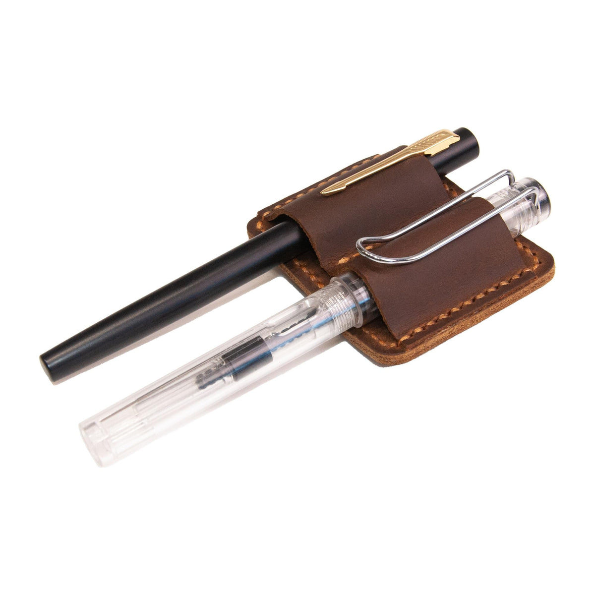Turbosnail Handmade Leather Pen Holder Clip Notebook Pen Loop Stylish, notebook pen pencil holder clip and Practical Pen Organizer (Brown)