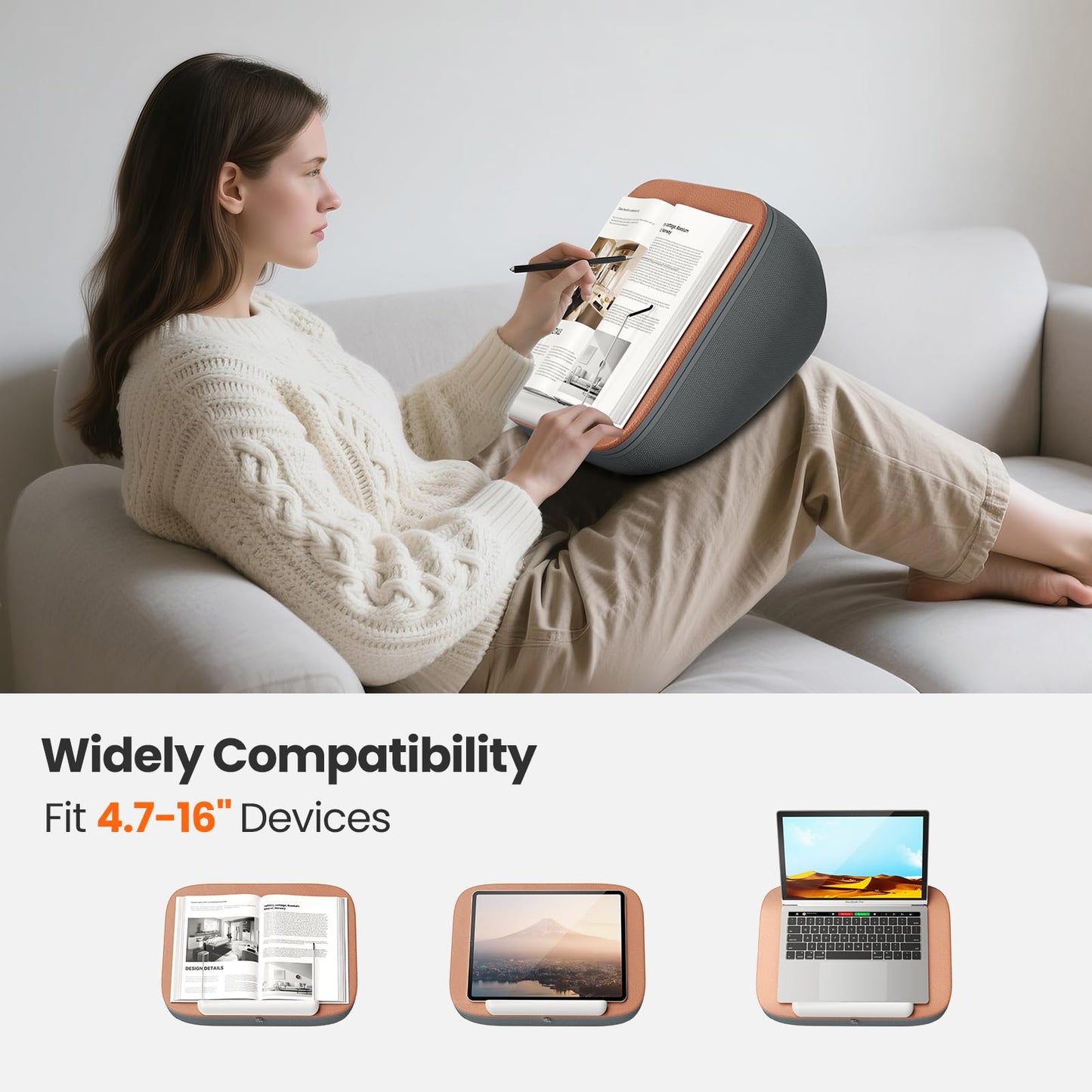 Tounee Book Holder Stand - Ultra Soft Lap Beanbag Pillow for Books, Tablets, iPads & Kindle - Hands-Free Reading & Viewing in Bed/Couch - Reduces Neck Strain - Perfect for Book & E-Readers Lovers
