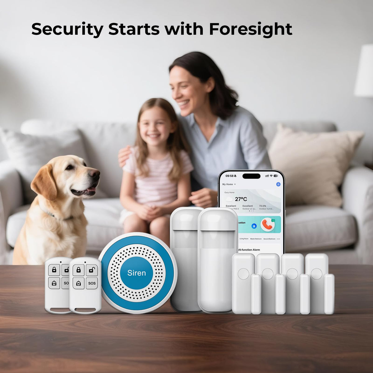 Hapippofa Alarm System for Home Security,9 Pieces Smart WiFi Door Alarm System with APP Alert,Window Motion Sensor Alarm,Remote Control, Loud Siren,Compatible with Alexa