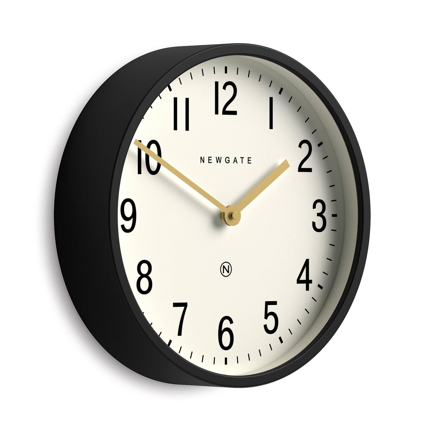 NEWGATE® Master Edwards wall Clock | Mid-Century Style Clock | 12 inch | Deep Metal case in matt Black | Modern Retro Design for Kitchen, Living Room or Office