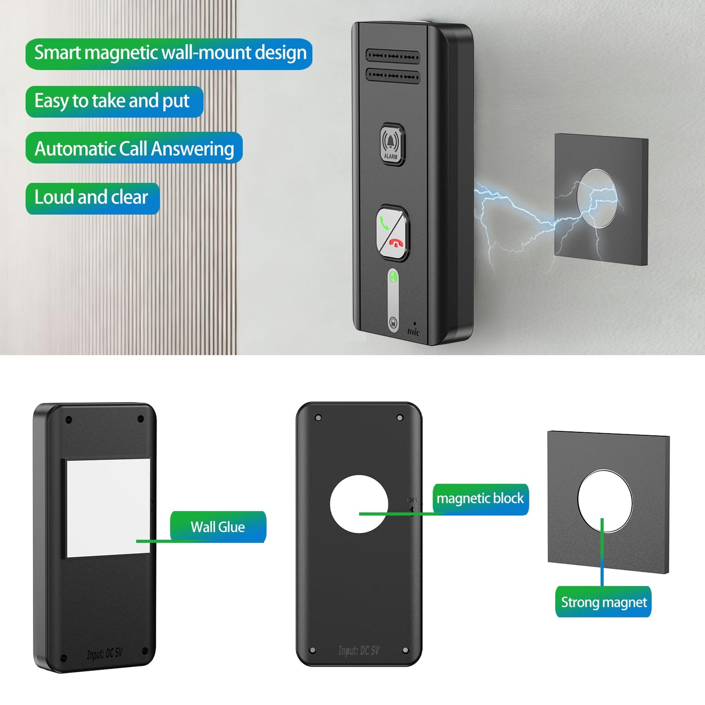 Home Intercom System Wireless 3 Pack, Expandable to 6 Units, Room-to-Room Communication, 1600ft Long Range, Auto Answer, Magnetic Wall Mount, 30-Day Battery, for Elderly Parents, Office, Indoor Use.