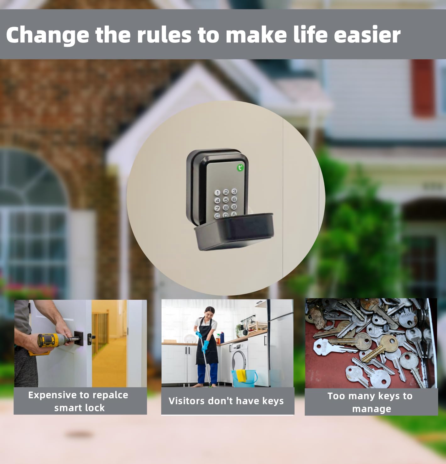 Smart Key Lock Box for Outdoor, Waterproof Key Safe with Code, APP Bluetooth Control Lockbox