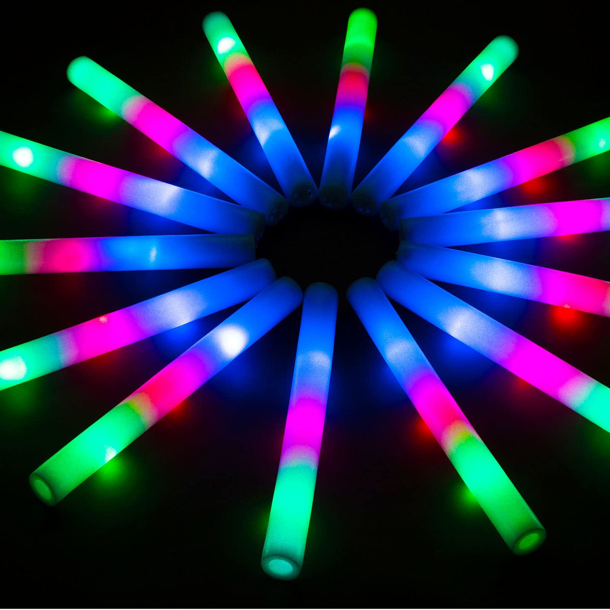 SHQDD 105PCS LED Foam Glow Sticks, Foam Light up Sticks Bulk Party Pack with 3 Modes Colorful Flashing, Glow in The Dark Party Supplies for Parties, Wedding, July 4th, Birthday,Raves,Concert,New Year