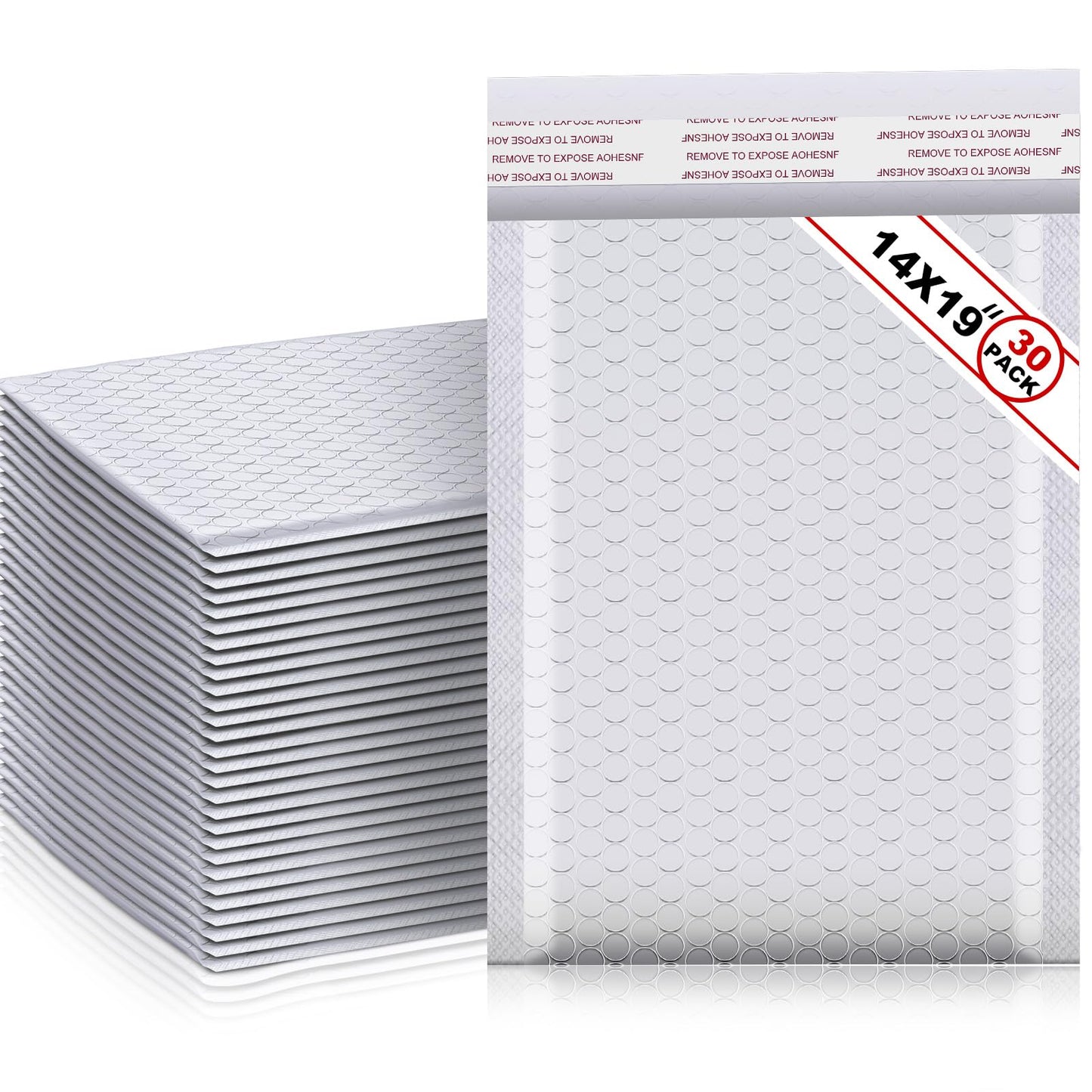 Henoyso 30 Pcs Extra Large Bubble Mailers 14 x 19 Inches Resealable Padded Envelopes Waterproof Shipping Bags Poly Padded Mailers Bulk for Mailing Packaging Small Business(White)