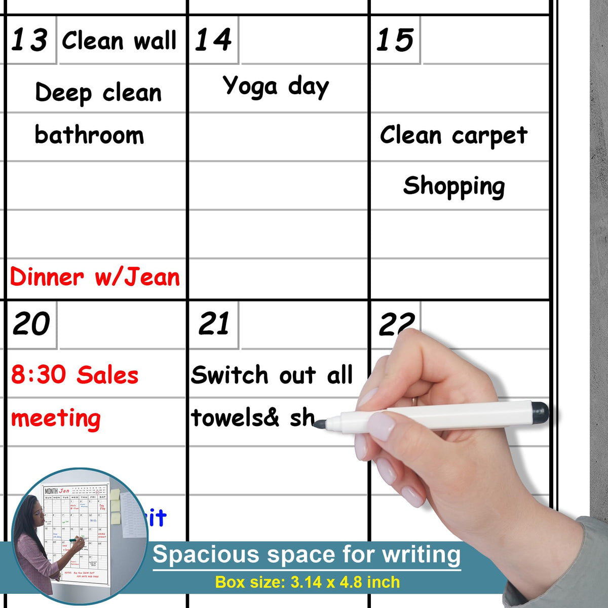 Large Dry Erase Calendar For Wall Monthly,24x36 Inch Big Vertical Blank White Board Calendar Fit to Narrow Wall,Giant Laminated Erasable 30 Day Schedule Planner Poster for Family,Office,Classroom