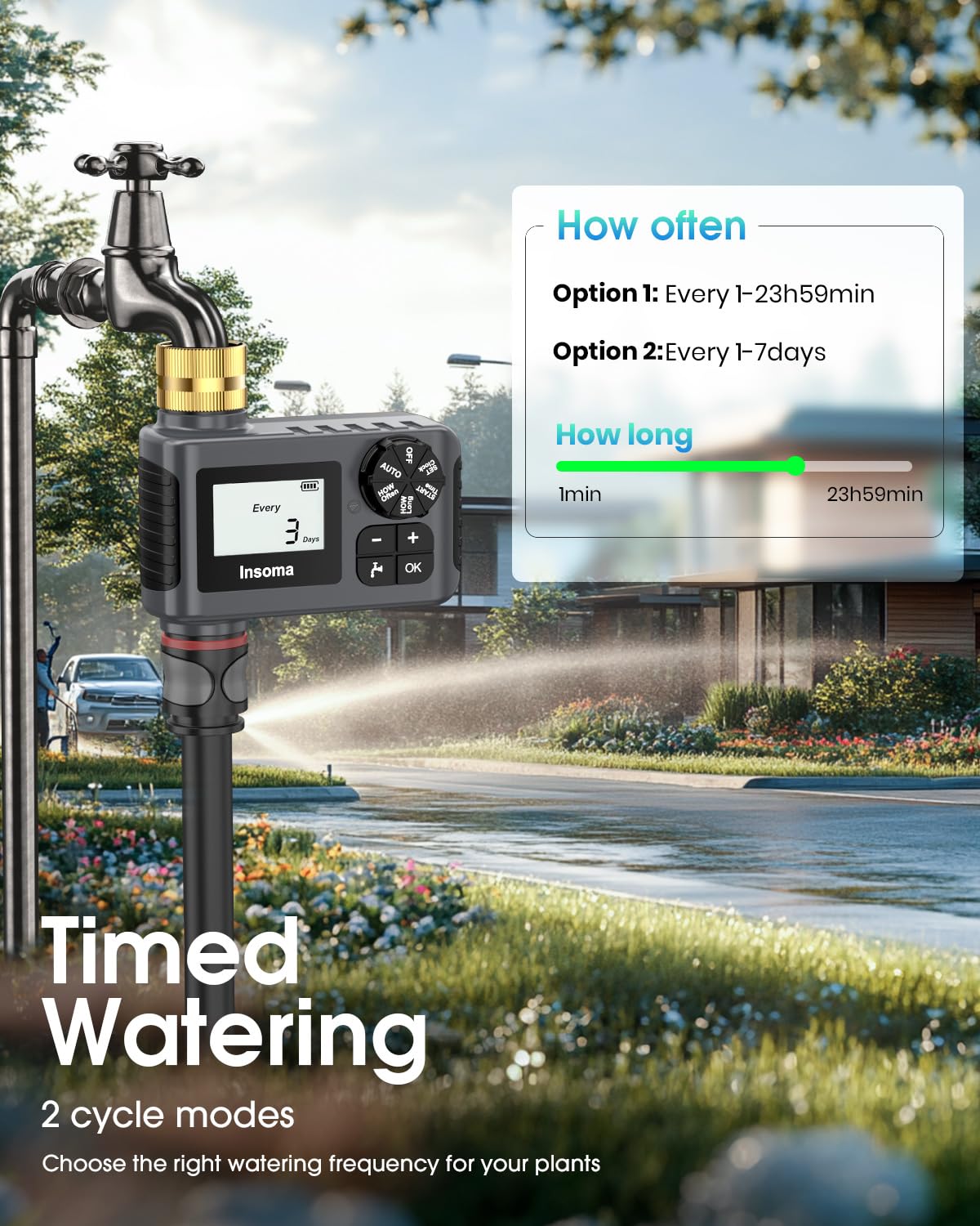 Water Timer for Outdoor Garden Hose, Hose Timer with Rain Delay/Manual Mode, Automatic Drip Irrigation Controller System for Lawn Yard Garden Watering