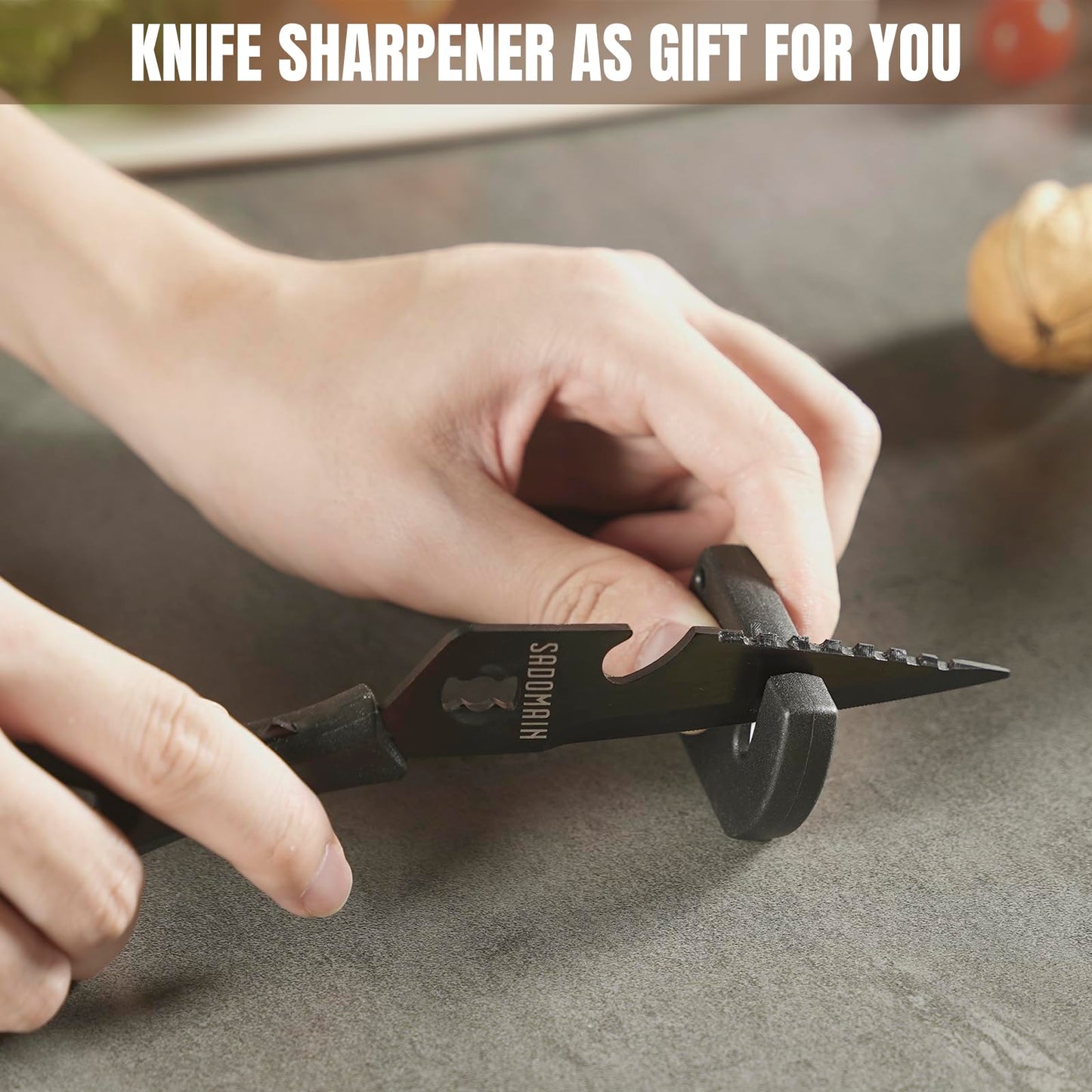 SADOMAIN Kitchen Scissors All Purpose, Extra Sharp Kitchen Shears with Knife Sharpener & Sheath, Solid & Durable Stainless Steel Scissors with ANTI-RUST Black Titanium Plated, Dishwasher Safe - Black