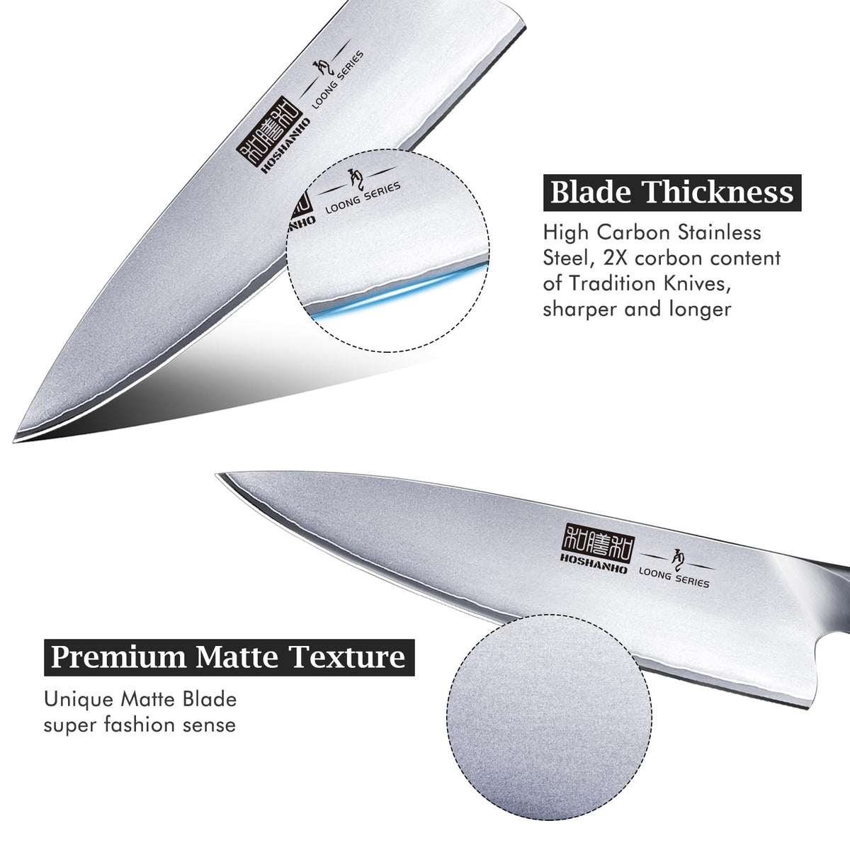 HOSHANHO Kitchen Knife in Japanese High Carbon Steel, Professional High-Class Chef's Knife 8 inch, Non-slip Ultra Sharp Cooking Knives with Ergonomic Handle