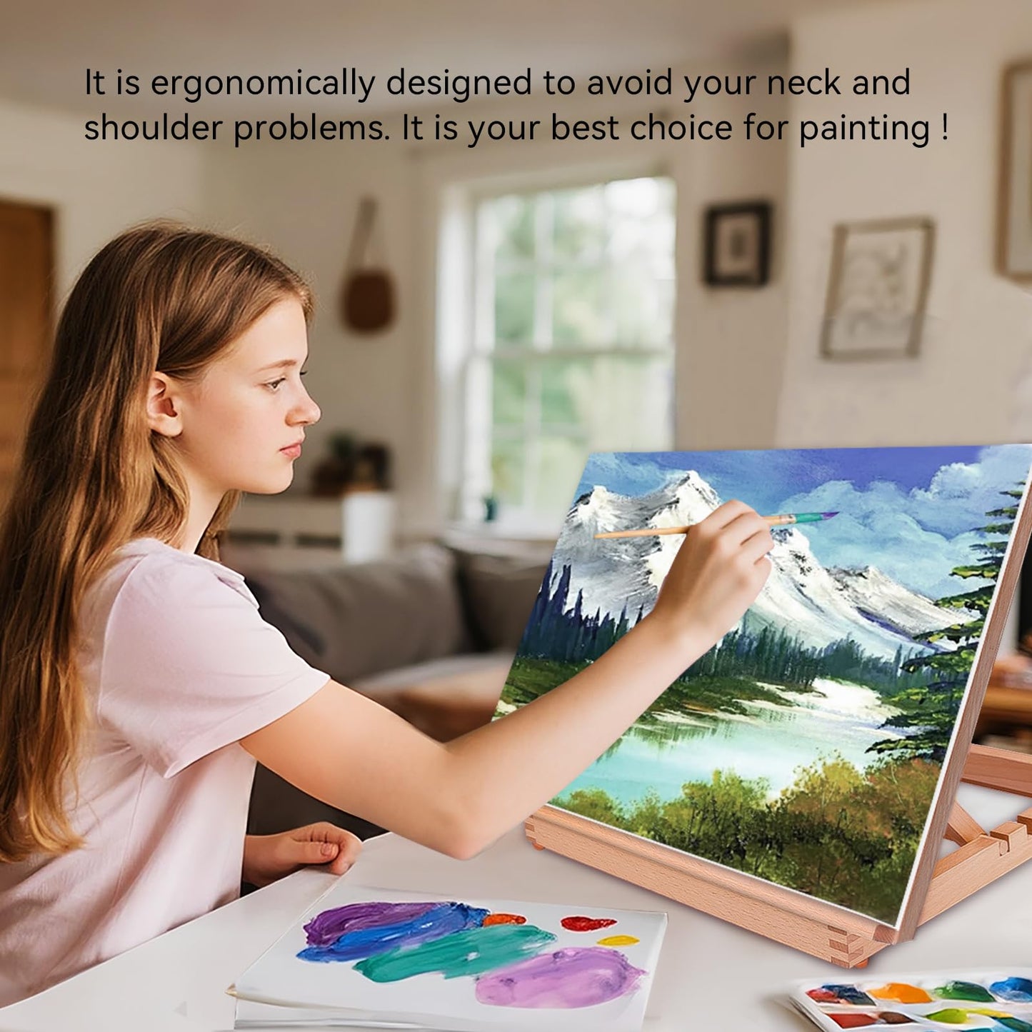 Tabletop Easel A3 Painting Easel with Smooth Surface, Adjustable Angle Art Easel for Artists, Children, Beginners & Student