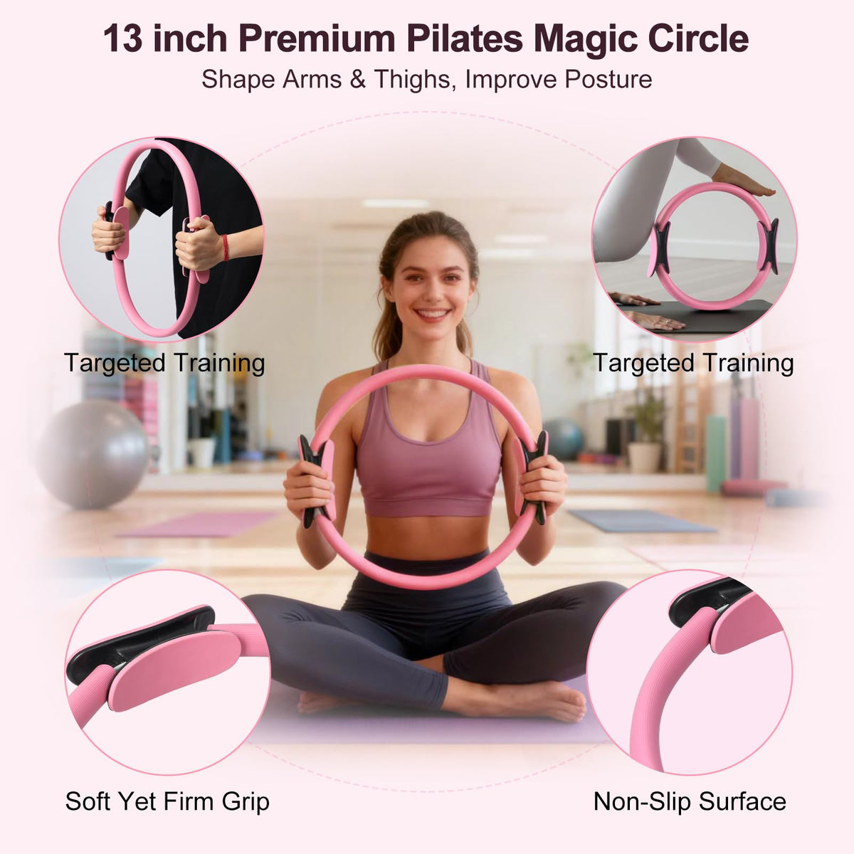 TSPFUI Pilates Ring Kit for Women,Pilates Equipment with Pilates Ring and Ball, 5 Resistance Bands,Yoga Block,Workout Guide Included，Full-Body Pilates Workout Equipment Suitable for Beginners