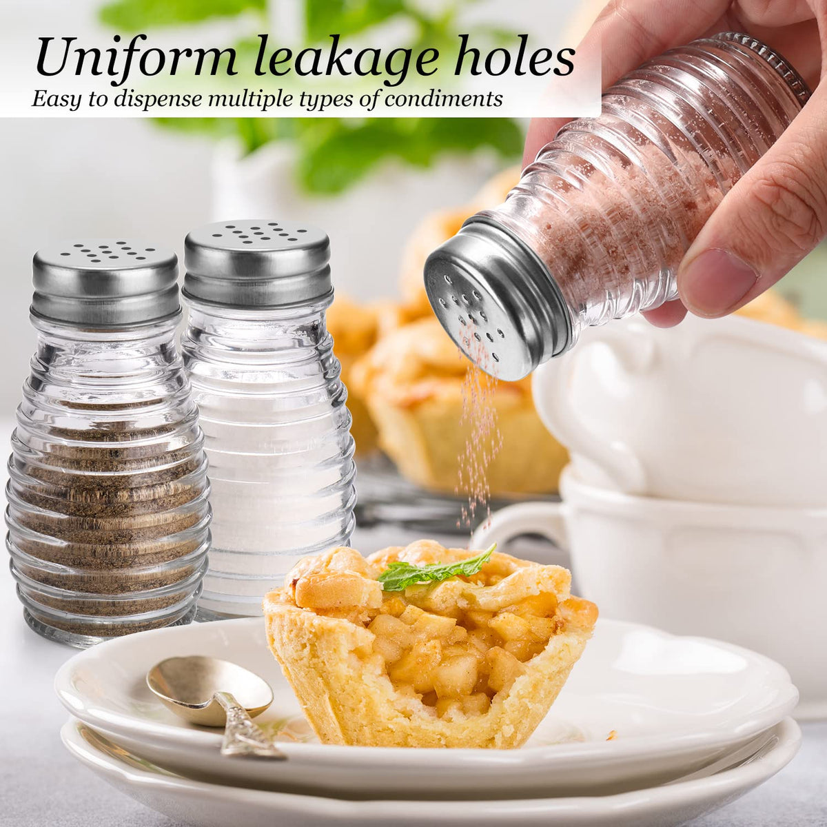 Glass Salt and Pepper Shakers Set,Oval Salt Shaker Set