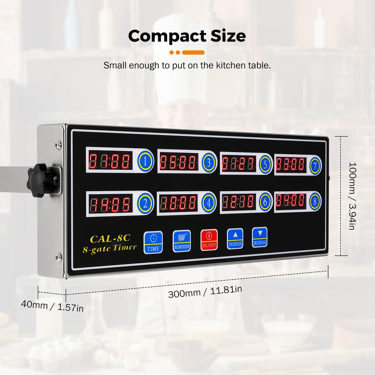 BEAMNOVA 8-Channel Digital Kitchen Timer, Commercial Timer for Restaurant, Food Timer for Cooking, Fryer Reminder, Adjustable Loud Alarm, Stainless Steel