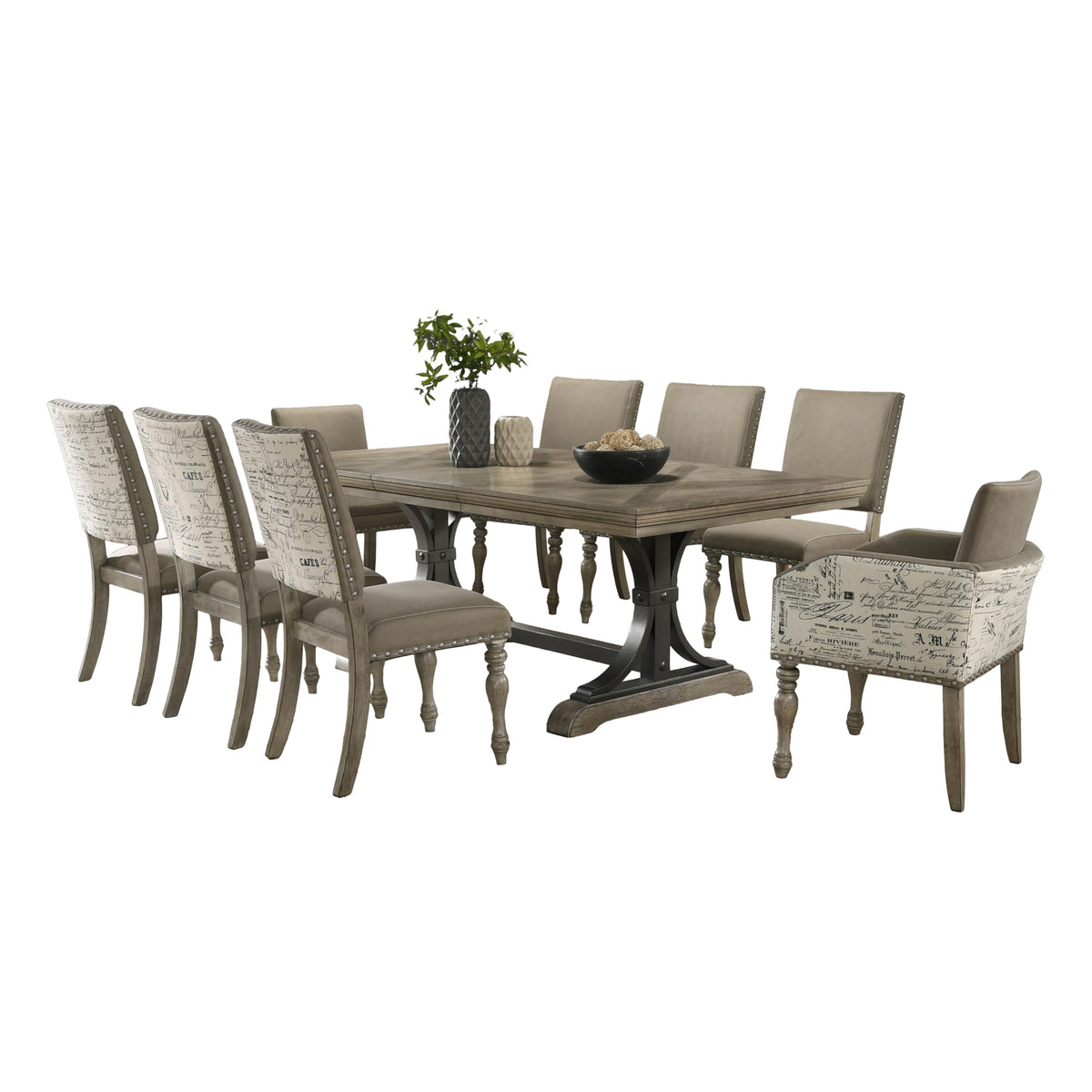 Roundhill Furniture Birmingham Dining Set, One Size, Driftwood Finish