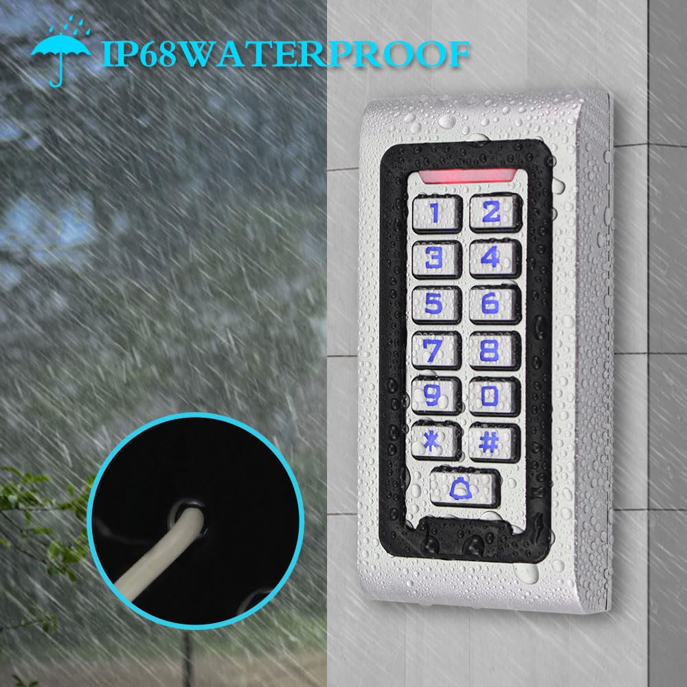 XYBkey Keyboard Door Opener Access Control Waterproof RFID Keychain Smart Door Opener Backlit Keyboard Access Control Keyboard Suitable for Office Villa Apartment Home Doo r