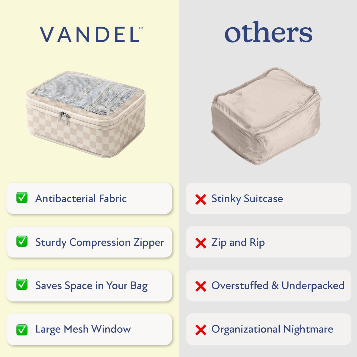 Vandel Space-Saving Compression Packing Cubes for Women with Hanging Toiletry Bag, Laundry Bag, Compressible Carry On Suit Case Organizer Luggage Packing Cubes for Travel Compression Organizer Bags