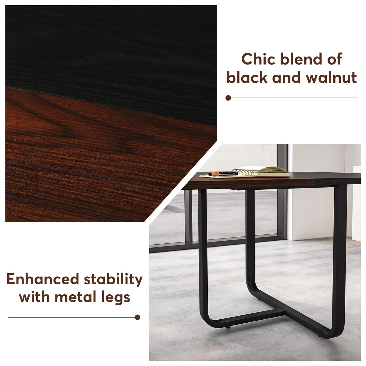 Tribesigns 6FT Oval Conference Table, 70.86" Curved Meeting Tables, Brown Blak Business Table,Two-Tone Finish Curved Meeting Tables for Office,Training Seminar Table for 4-6