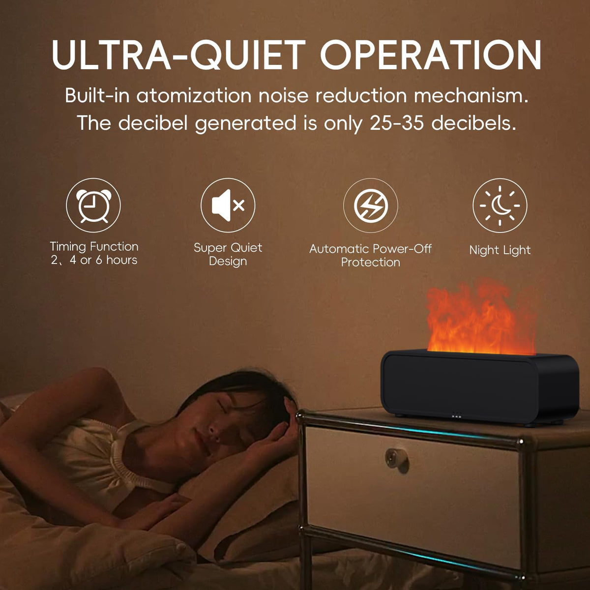 YALEDI Essential Oil Diffuser, Flame Fire Oil Diffuser, 250ml Cool Mist Aromatherapy Humidifier, Scent Aroma Diffuser with 7 Colors Light, Remote Control, Timer & Auto-Off for Home Room (Black)