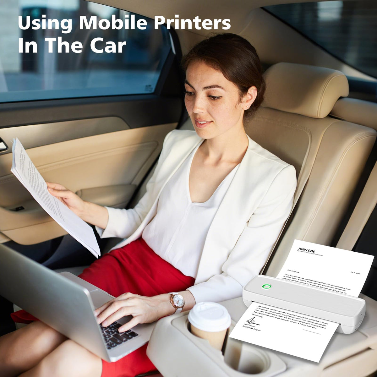 MinZhi Inkless Portable Printer for Travel, Wireless Printer Supports 8.5 x 11 Inch Thermal Paper, Bluetooth Machine Includes 3 Rolls of Thermal Paper Set