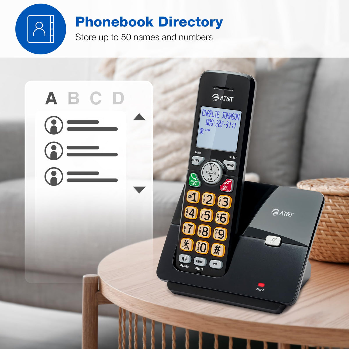 AT&T EL1121-21 2-Handset DECT 6.0 Cordless Landline Phone with Caller ID, Full-Duplex Speakerphone, Backlit Display & Keypad - Quiet & ECO Mode