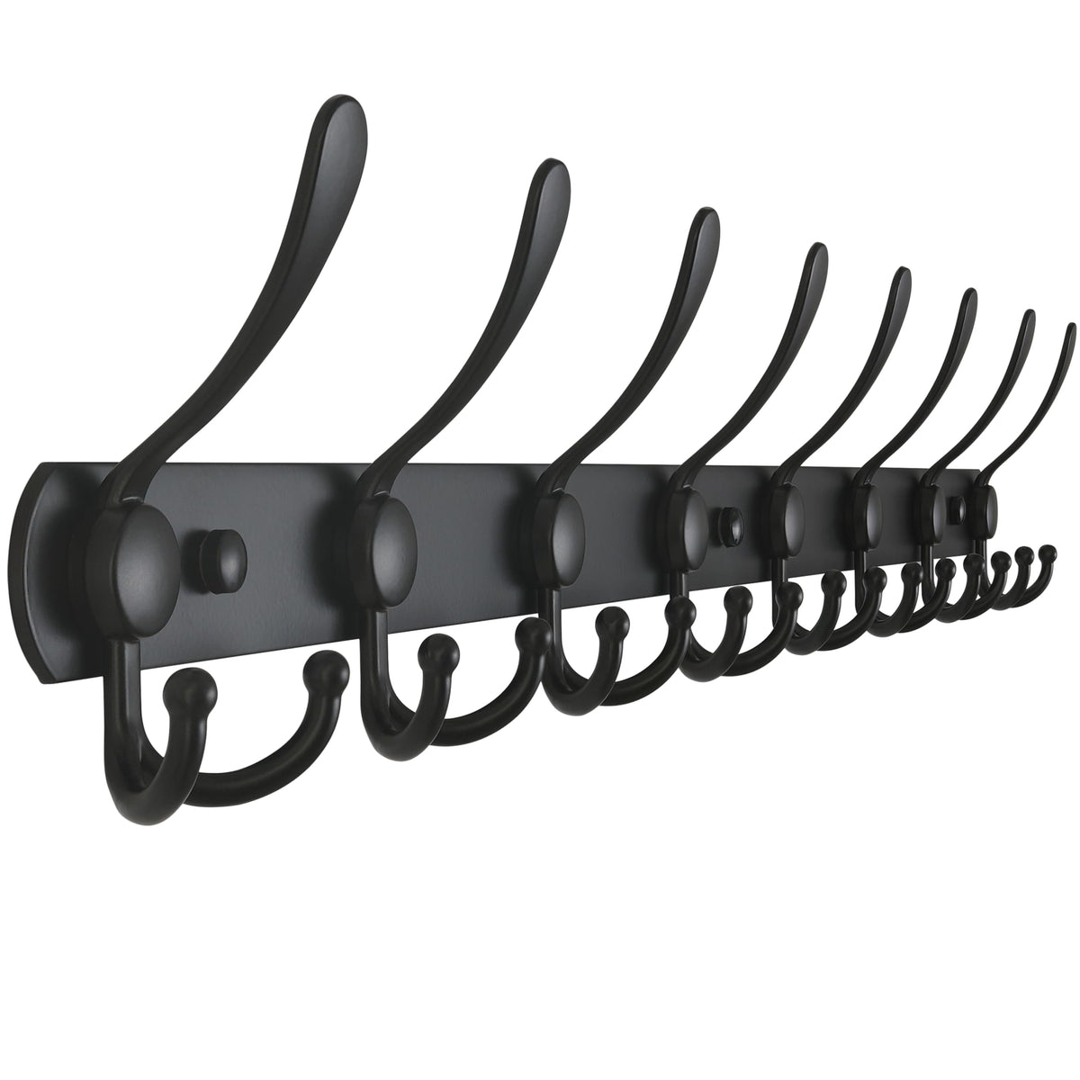 Dseap Coat Rack Wall Mount - 29.5” Long 8-Tri-Hooks Heavy Duty Coat Hanger Rail Wall Hooks for Hanging Coats Hats Clothing Clothes Purse Mudroom Entryway, Black