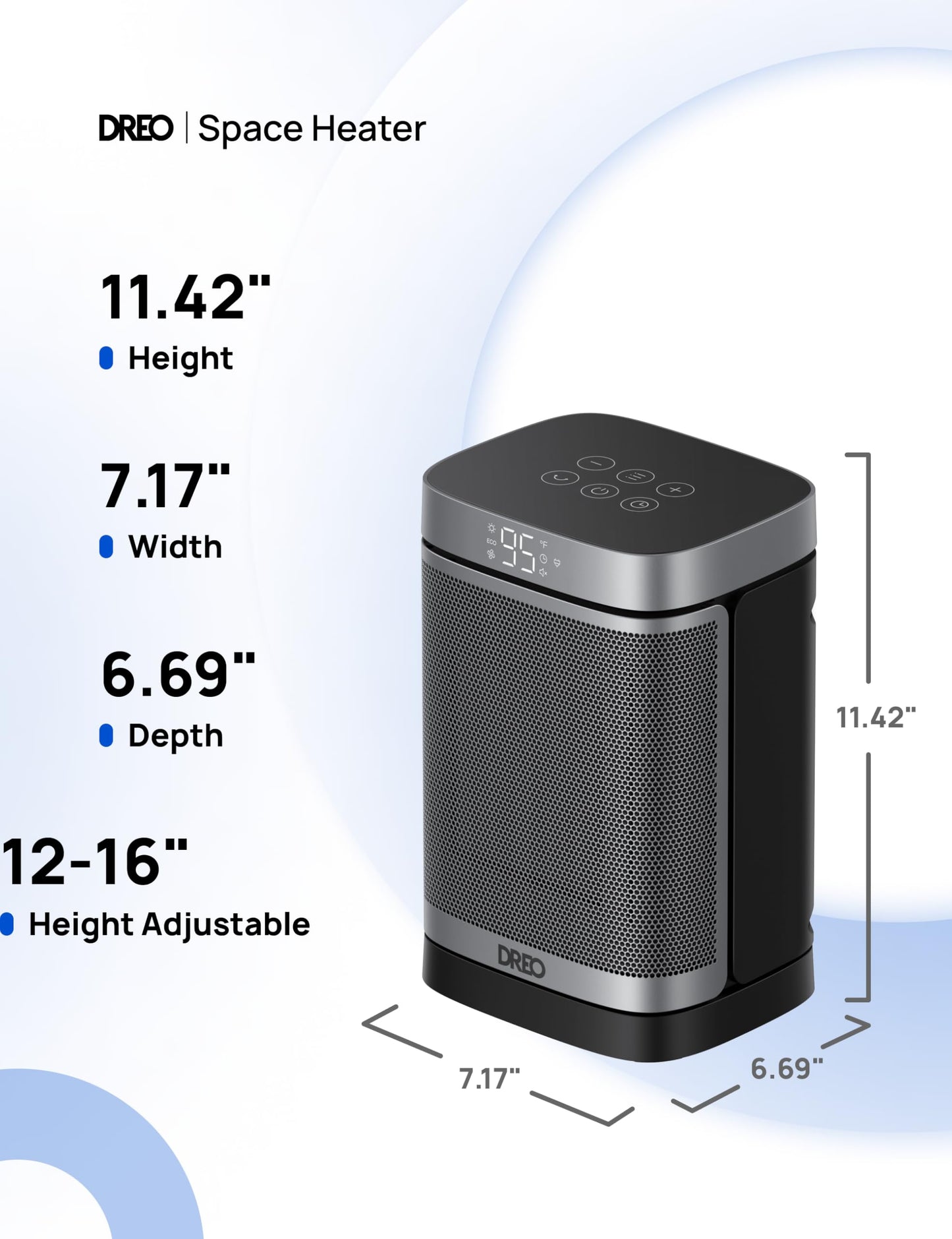 DREO Space Heater, 1500W Portable Electric Heaters for Indoor Use, PTC Ceramic Heater for Office with Remote, Thermostat, 70°Oscillation, 12H Timer, 5 Modes, Safe Quiet Room Heater for Bedroom