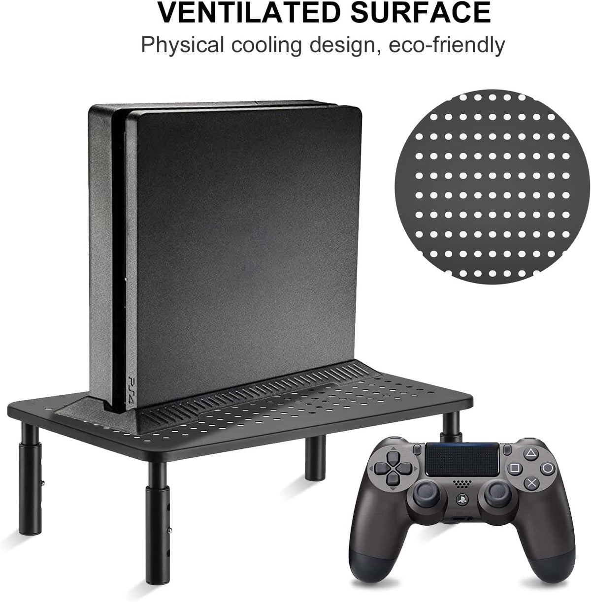 suptek Computer Monitor Stand Riser,Monitor Riser for Laptop, Printer, Notebook and All Flat Screen TV Display with Vented Platform,3 Height Adjustable Laptop Riser,1 Pack,Black(MST003)