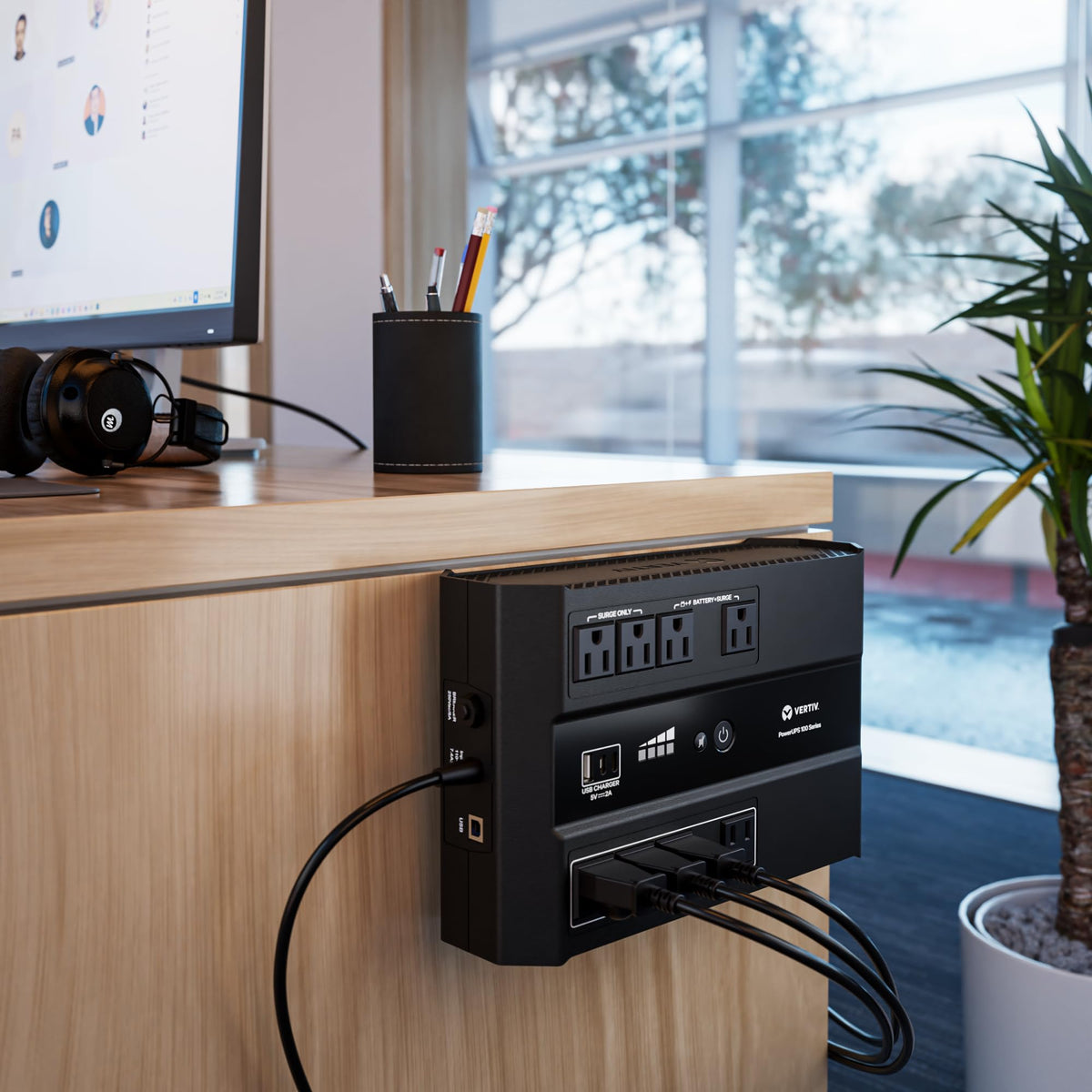Vertiv Liebert PowerUPS 100 UPS, PST6-1100LVMT, 1100VA/670W 120V Standby Power, 8 Outlets, Battery Backup with Surge Protection, USB C+A Charging, 3 Year Warranty, User Replaceable Batteries