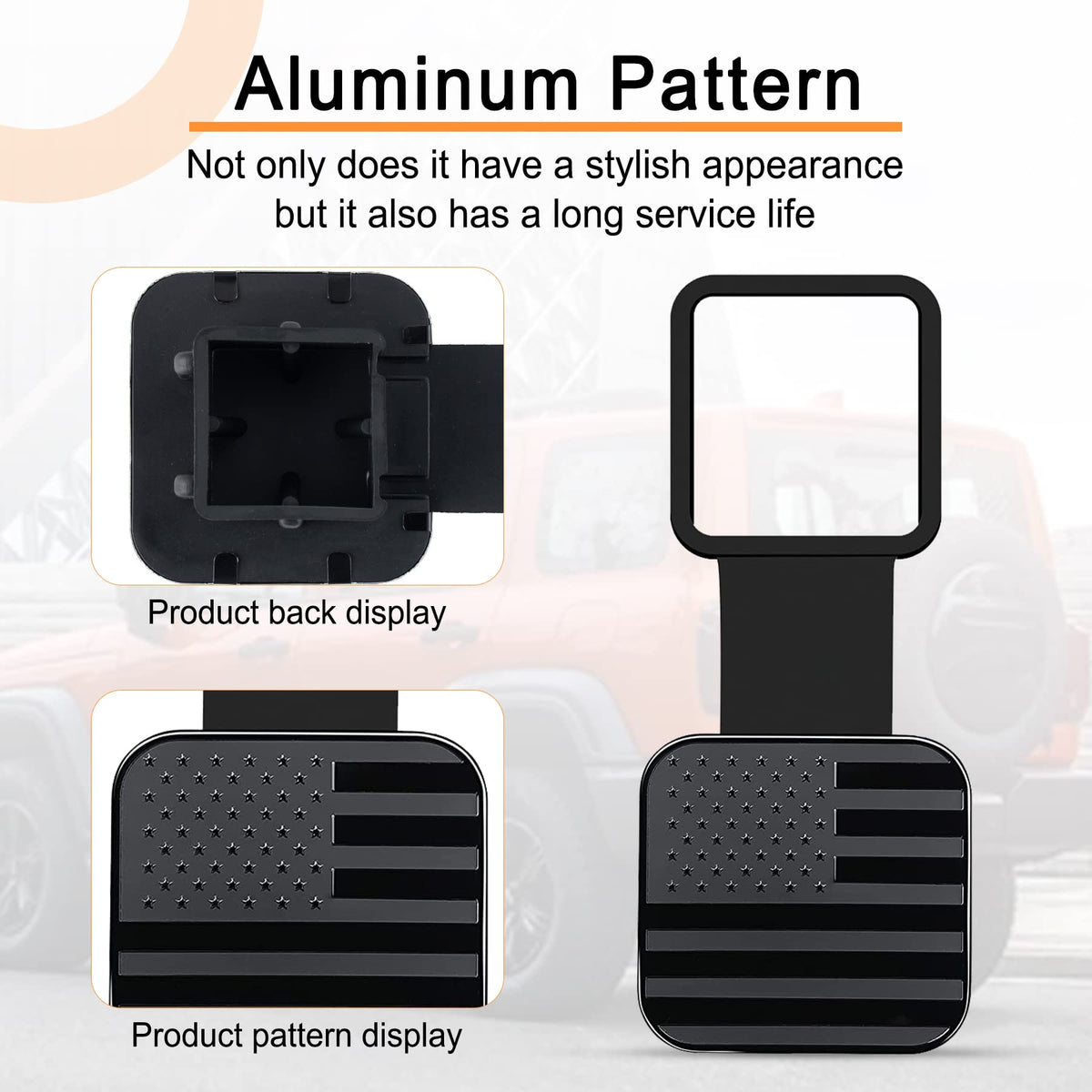 SINGARO 2 Inch Universal Flag Tow Hitch Covers, Trailer Hitch Cover Tube Plug Insert, Car Exterior Accessories, Receiver Tube Hitch Plug（2PCS American Flag）