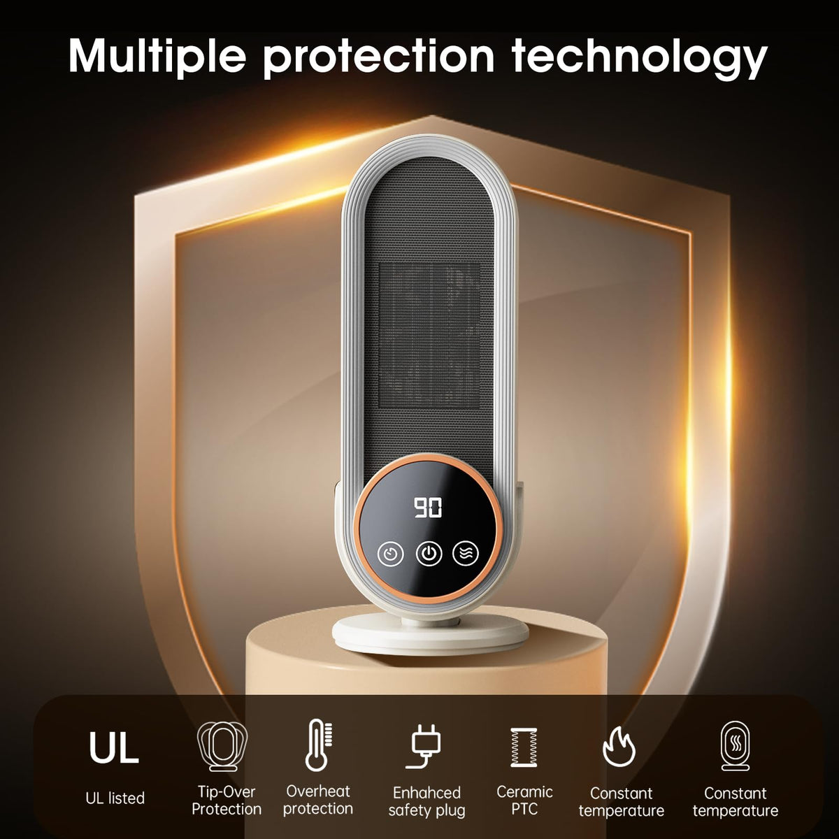 Space Heater Indoor - Energy Efficient Portable Heater with Adjustable Thermostat,1200W PTC Rapid Heating Ceramic Technology with Remote,Intelligent Timing