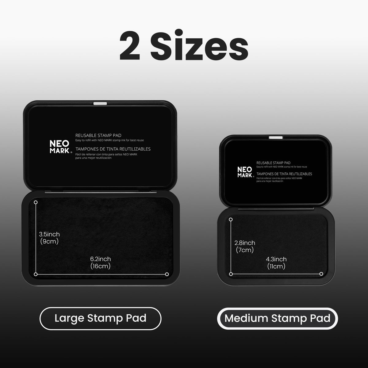 NEO MARK Medium Stamp Pad Kit (1oz Ink Included)-2.8"x 4.4", Magnetic Lid, Premium Quality Felt Stamp Pad (Black)