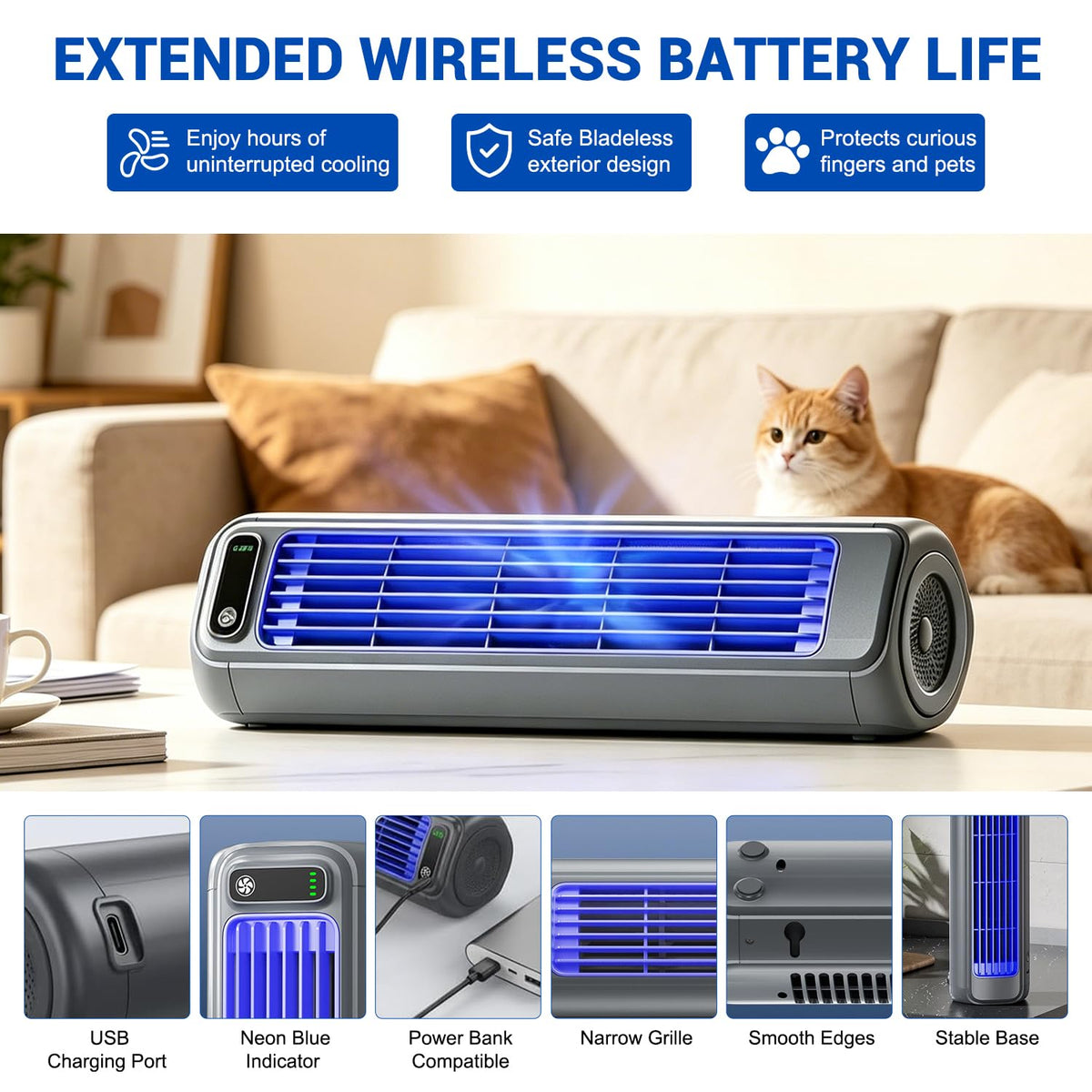 2026 Upgrade Cooling Ace Portable Air conditioner, Adjustable Cooling Fan with 3 Speeds & LED Touch Screen, USB Charging Air Conditioner for Bedroom Living Room Kitchen Office Home (Beige)