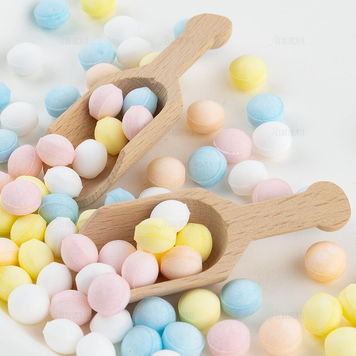 AUEAR, Mini Wooden Scoops Unpainted Kitchen Spoon for Candy Spices Parties Bath Salts Essential (20 Pack, Half Handle)